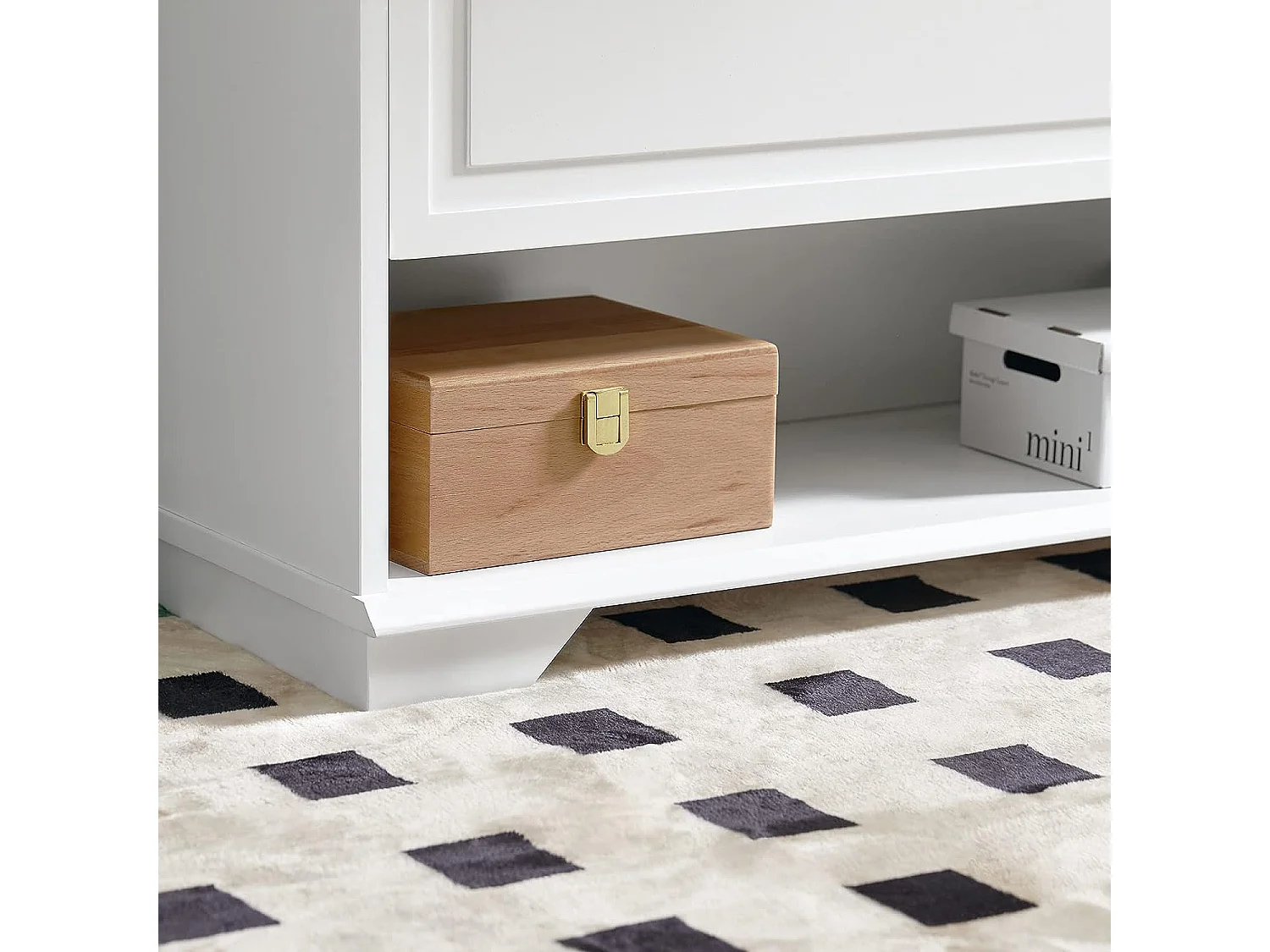 SoBuy FSR104-W Schoenenkast hout, Schoenenrek, Schoenen Opbergkast, Schoenencommode, met 2 Kleppen, 2 Lades, 1 Deur en 1 Open Compartiment