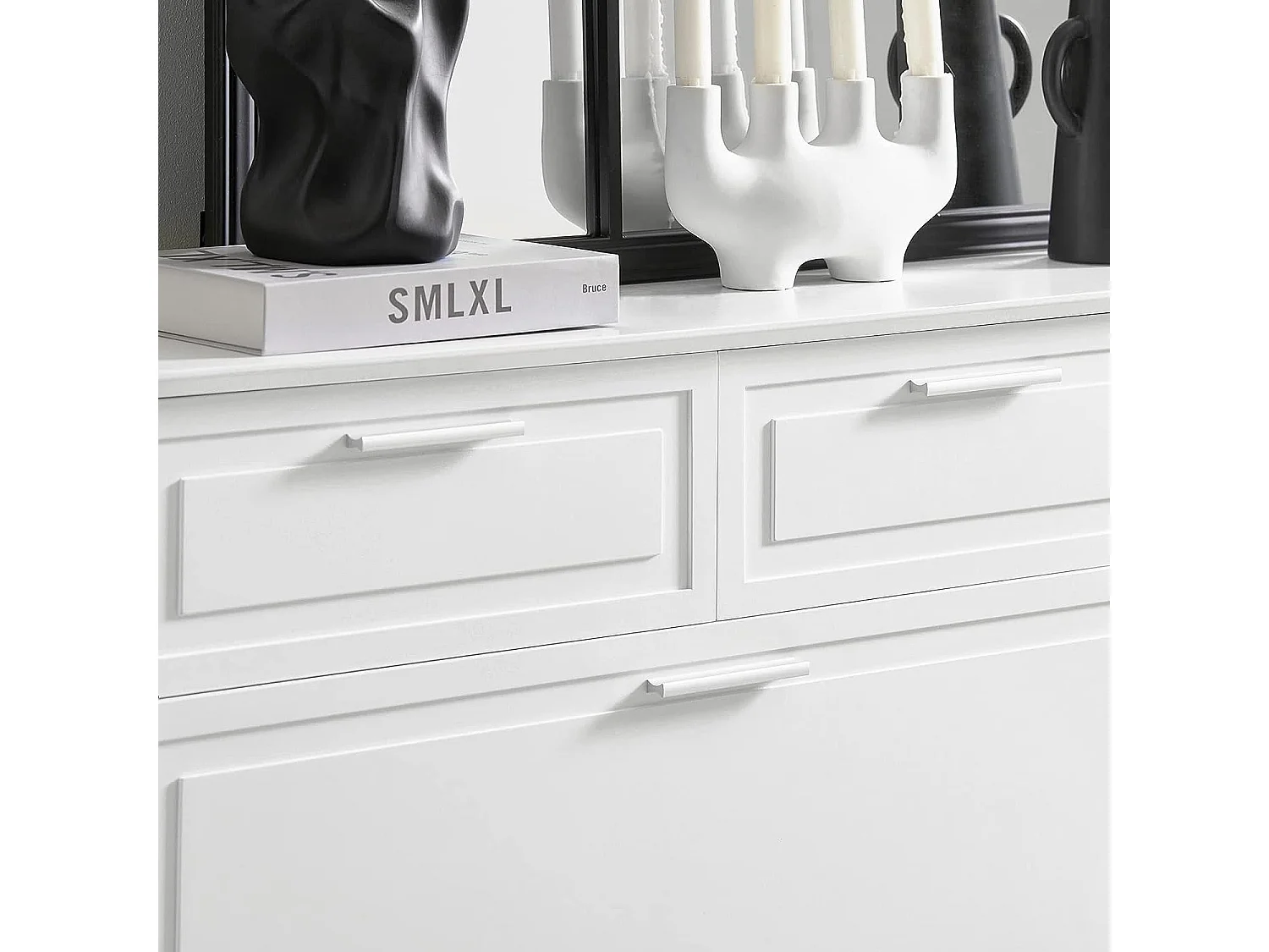 SoBuy FSR104-W Schoenenkast hout, Schoenenrek, Schoenen Opbergkast, Schoenencommode, met 2 Kleppen, 2 Lades, 1 Deur en 1 Open Compartiment