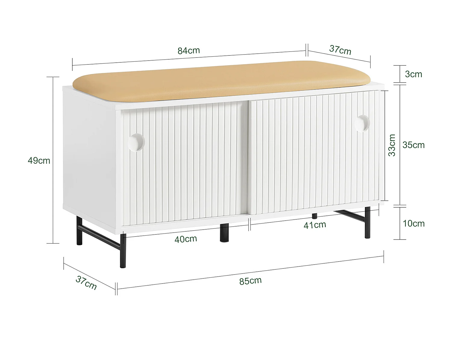 Banc à Chaussures, Banc de Rangement, Meuble Bas Entrée sur Pieds avec Coussin Rembourré, FSR116-W