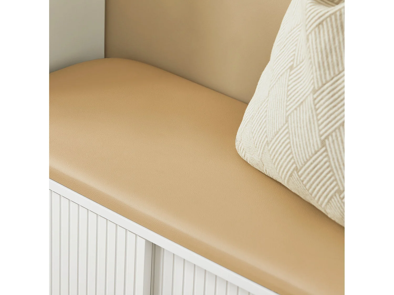 Banc à Chaussures, Banc de Rangement, Meuble Bas Entrée sur Pieds avec Coussin Rembourré, FSR116-W