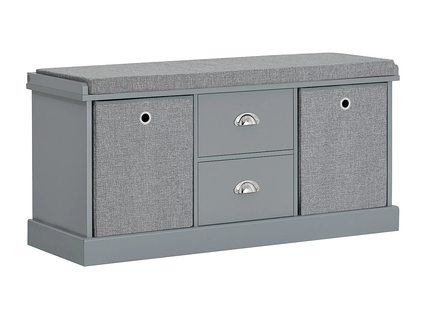 SoBuy FSR66-DG zitcommode zitbank met opbergruimte schoenenbank met zitvlak met 2 grijze manden en 2 schuifladen