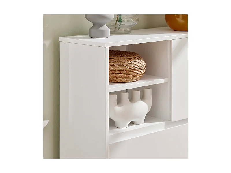 SoBuy FSR111-W Schoenenkast - Schoenenrek - Schoenencommode met 2 Kleppen, 2 Open Compartimenten en 1 Deur