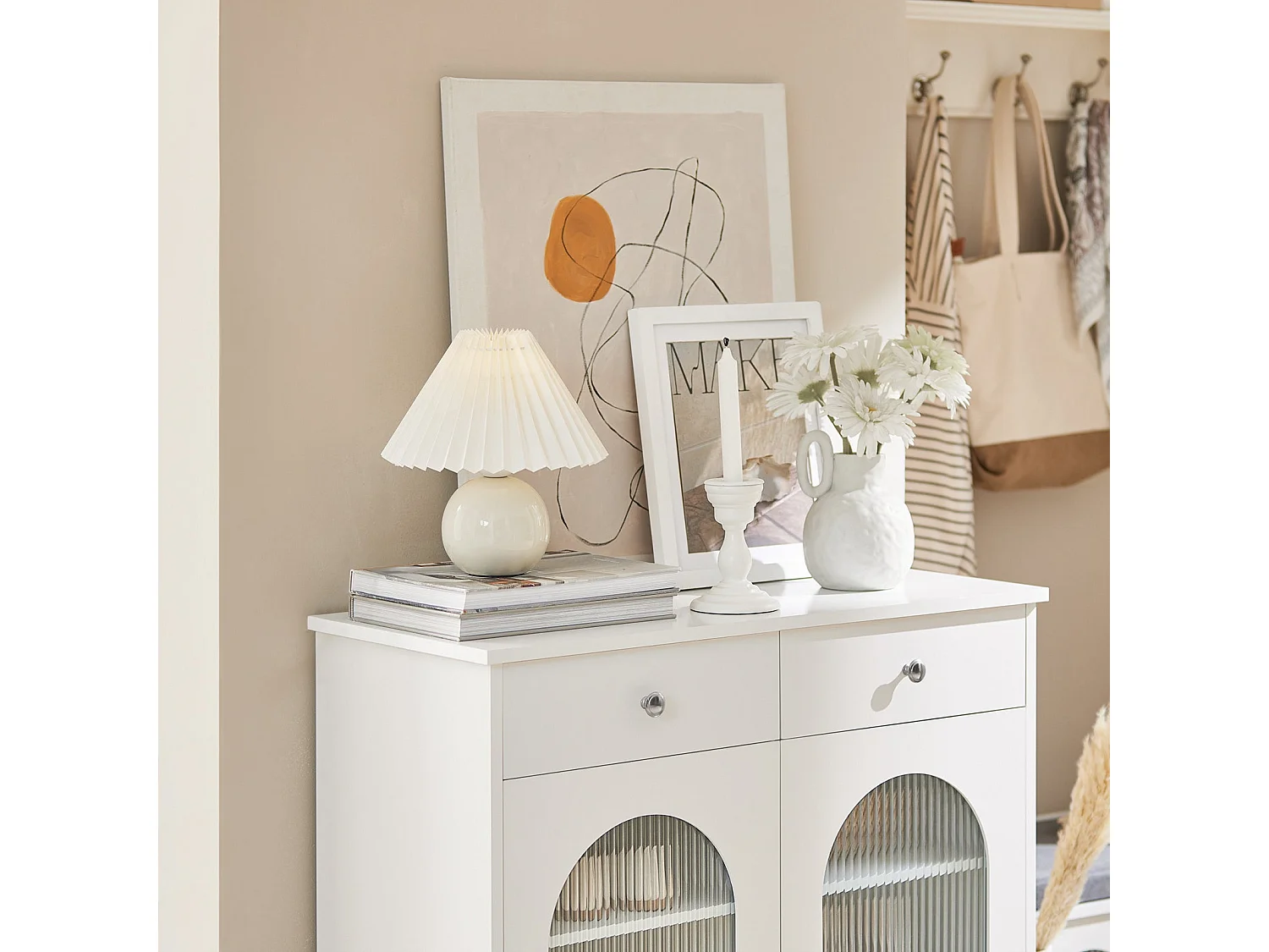 Meuble à Chaussures, Meuble d'Entrée, Commode Meuble de Rangement, Armoire Latérale, FSB68-W