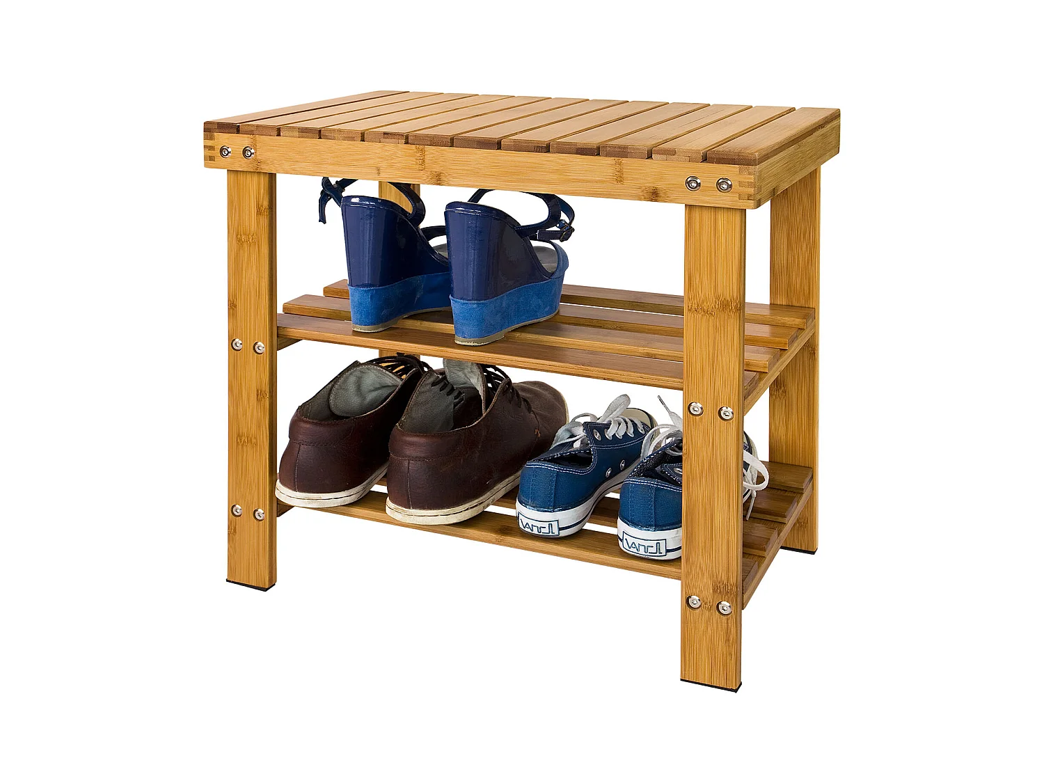 Etagère à chaussures, Banquette en bambou haute de gamme, Rangement chaussure, FSR02-K-N
