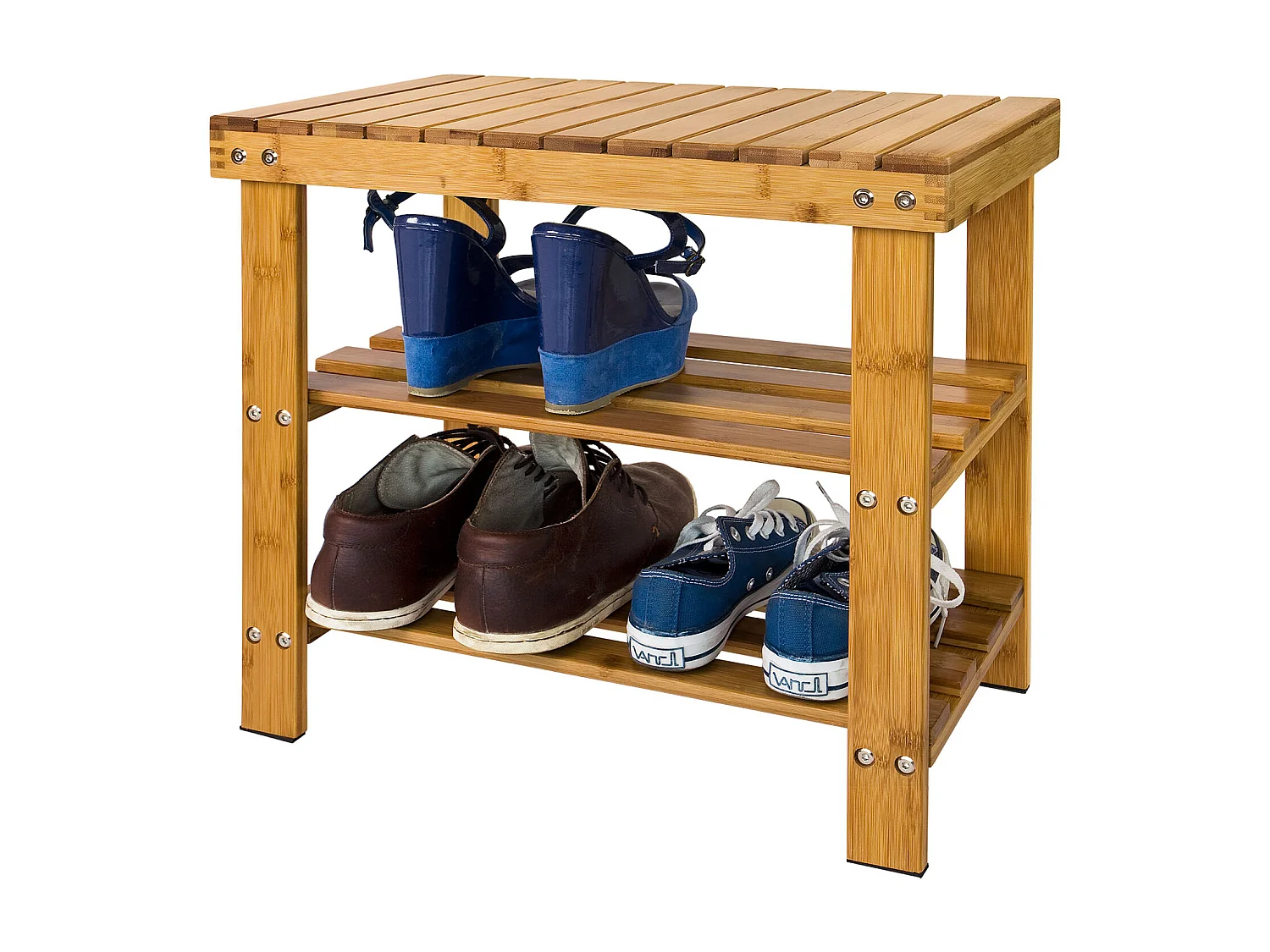 Etagère à chaussures, Banquette en bambou haute de gamme, Rangement chaussure, FSR02-K-N