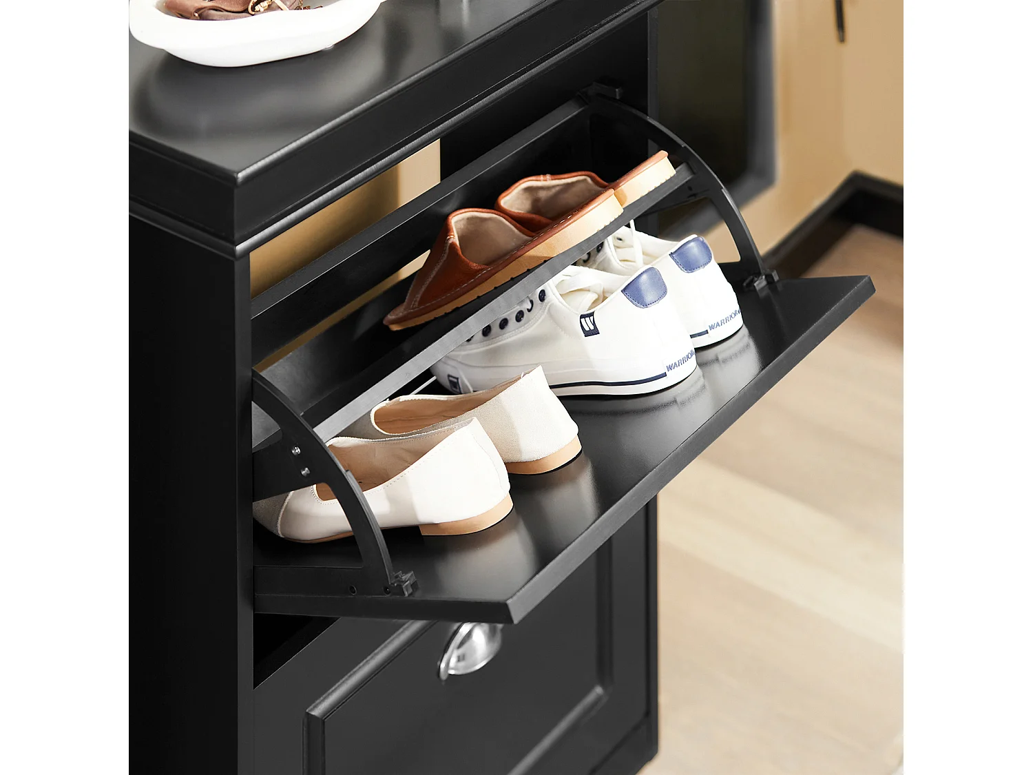 Meuble de Rangement à Chaussures Armoire à Chaussures Commode à Chaussures 2 abattants, FSR78-SCH