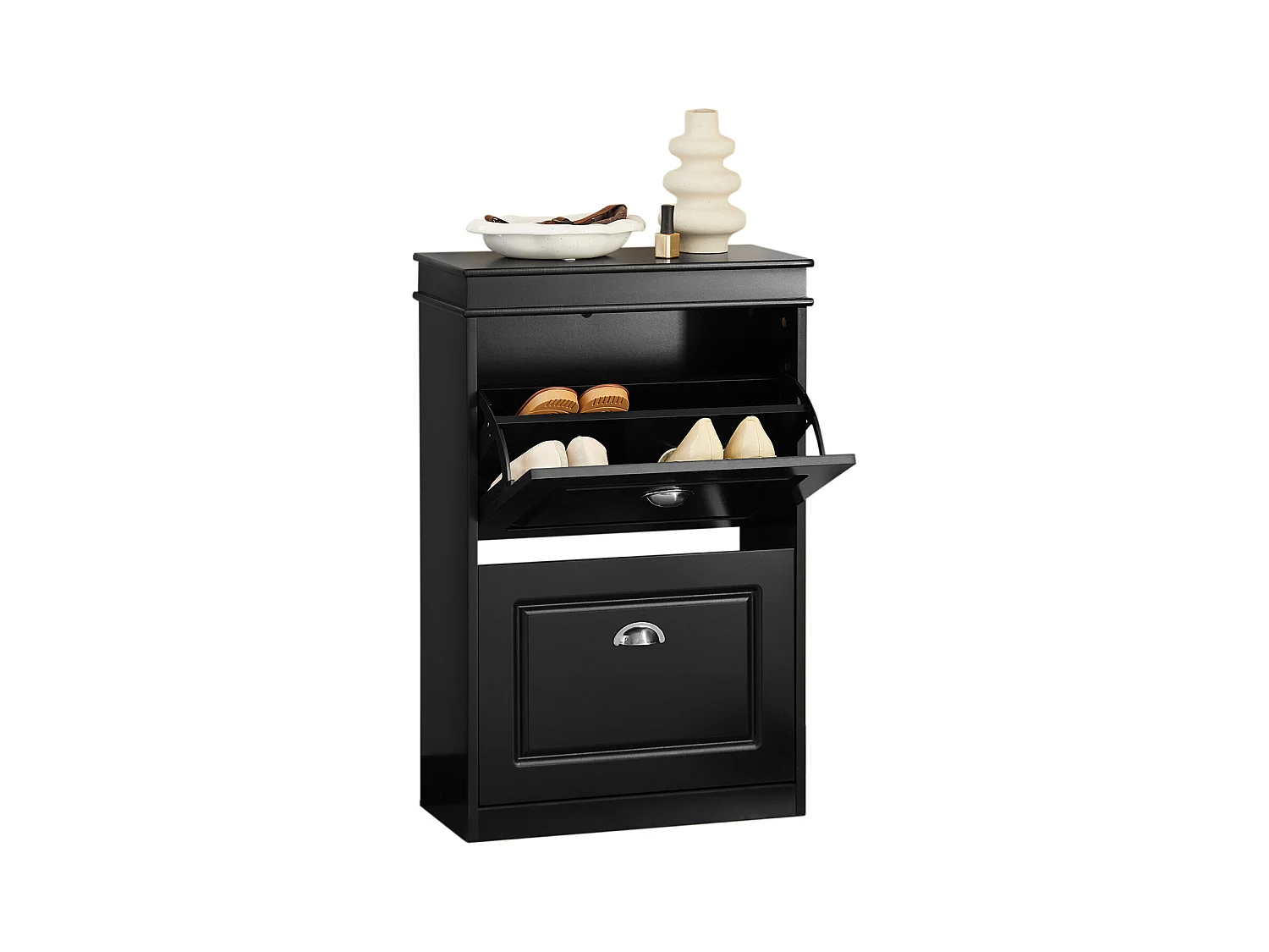Meuble de Rangement à Chaussures Armoire à Chaussures Commode à Chaussures 2 abattants, FSR78-SCH