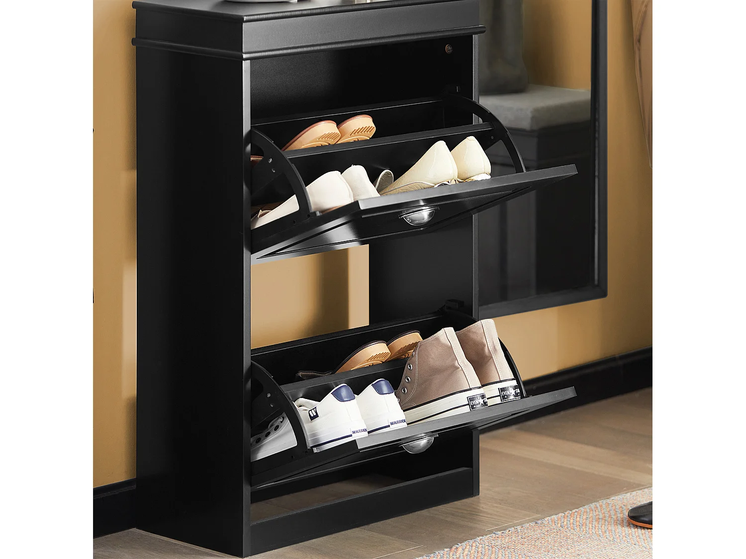 Meuble de Rangement à Chaussures Armoire à Chaussures Commode à Chaussures 2 abattants, FSR78-SCH