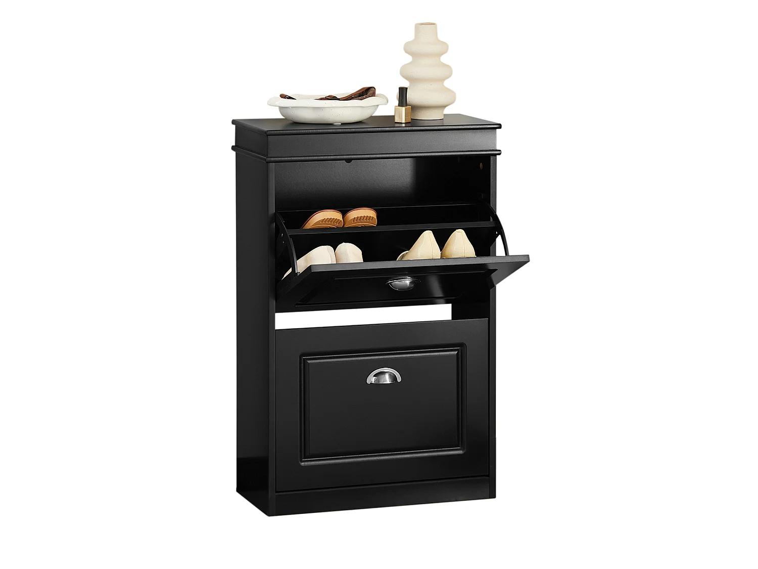 Meuble de Rangement à Chaussures Armoire à Chaussures Commode à Chaussures 2 abattants, FSR78-SCH