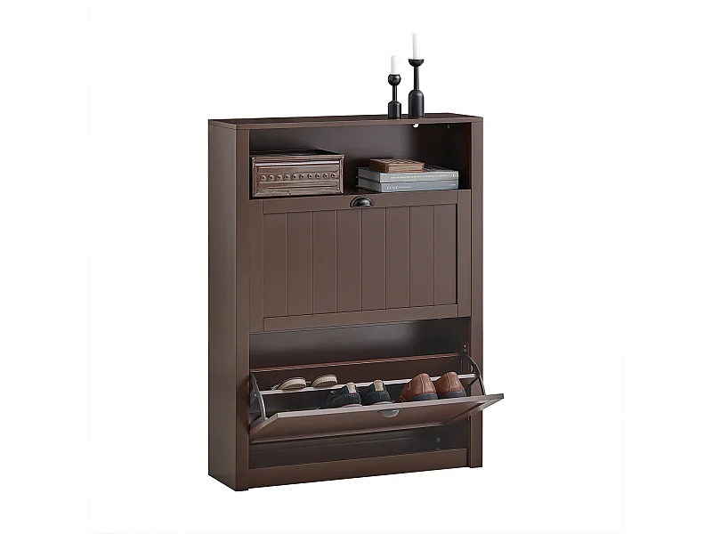 Meuble de Rangement à Chaussures Armoire à Chaussures Commode à Chaussures 2 abattants, FSR87-BR