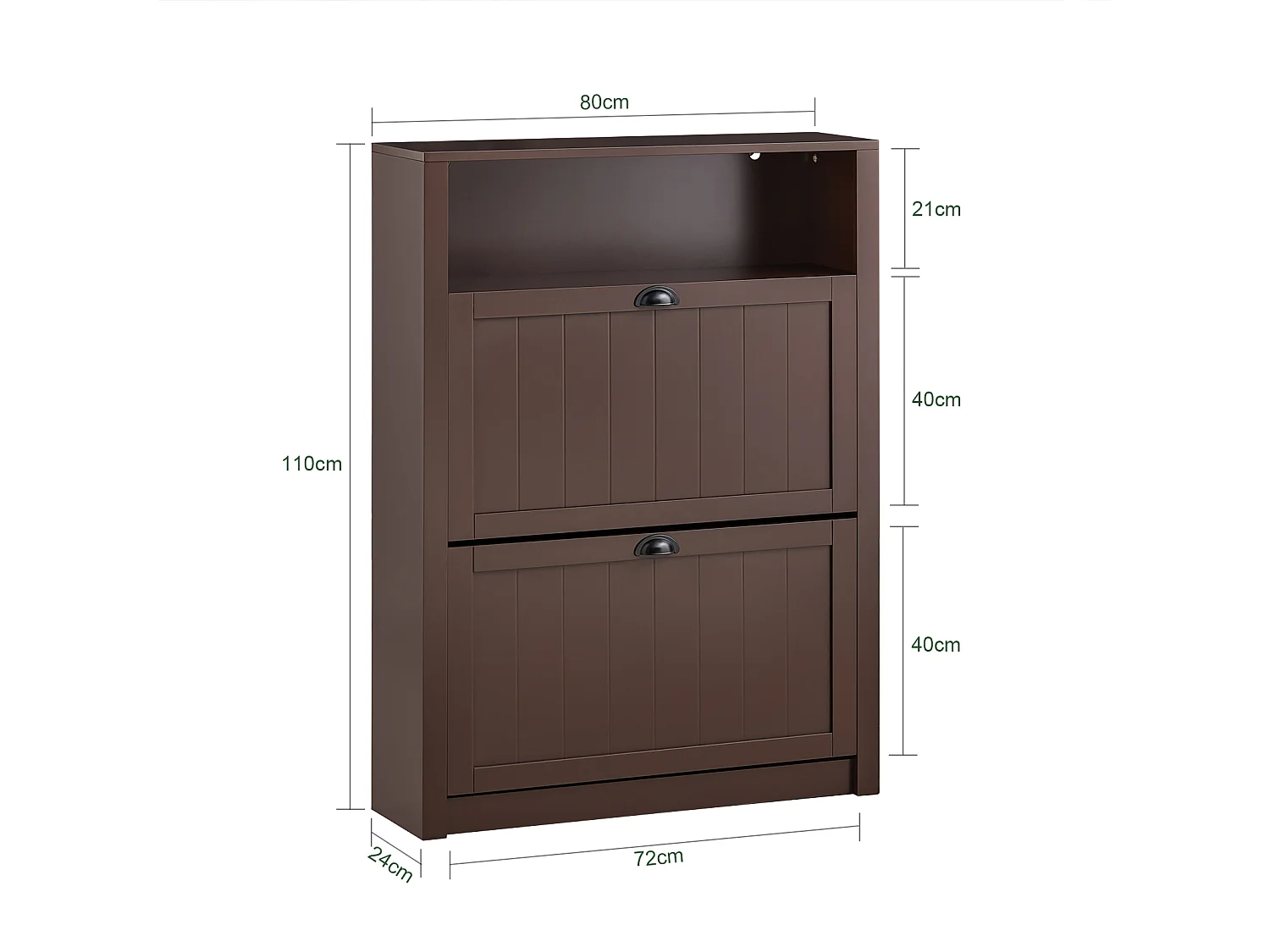 Meuble de Rangement à Chaussures Armoire à Chaussures Commode à Chaussures 2 abattants, FSR87-BR