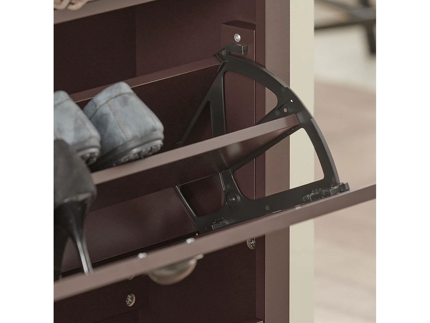 Meuble de Rangement à Chaussures Armoire à Chaussures Commode à Chaussures 2 abattants, FSR87-BR