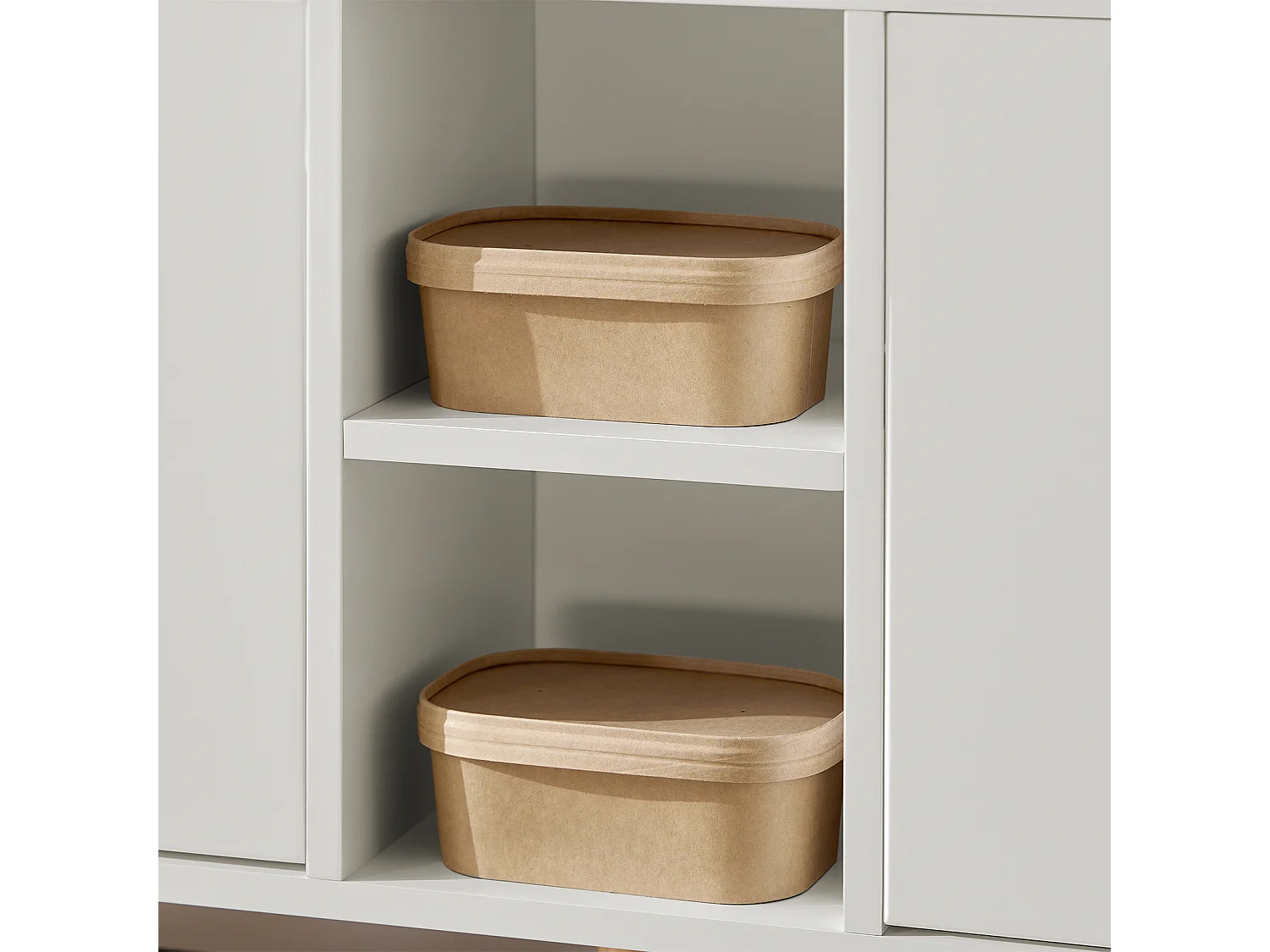 Banc à Chaussures, Armoire à Chaussures 2 Abattants avec 2 Compartiments Ouvert et Coussin, FSR132-W