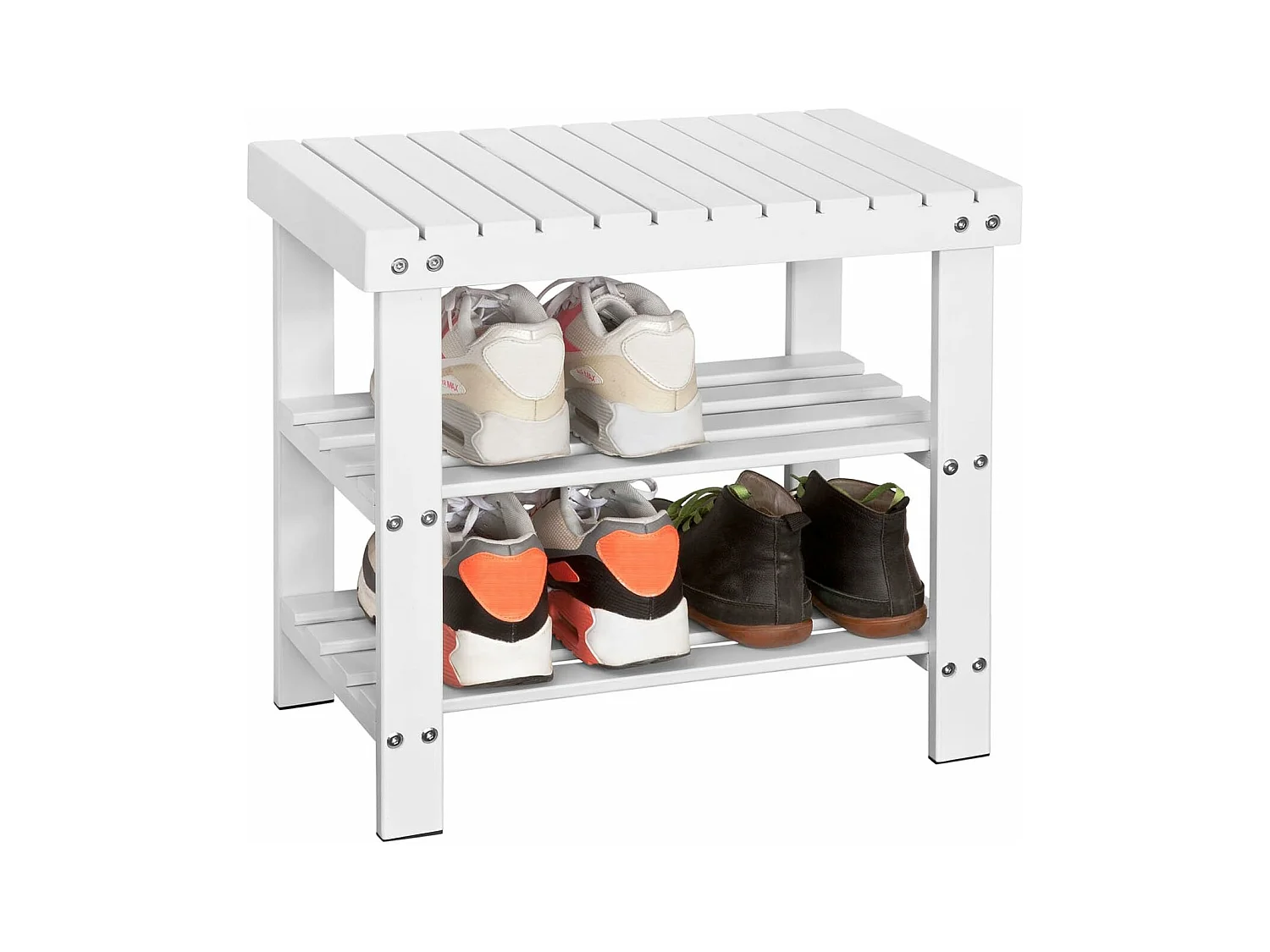 Etagère à chaussures, Banquette en bambou haute de gamme, Rangement chaussure, FSR02-K-W