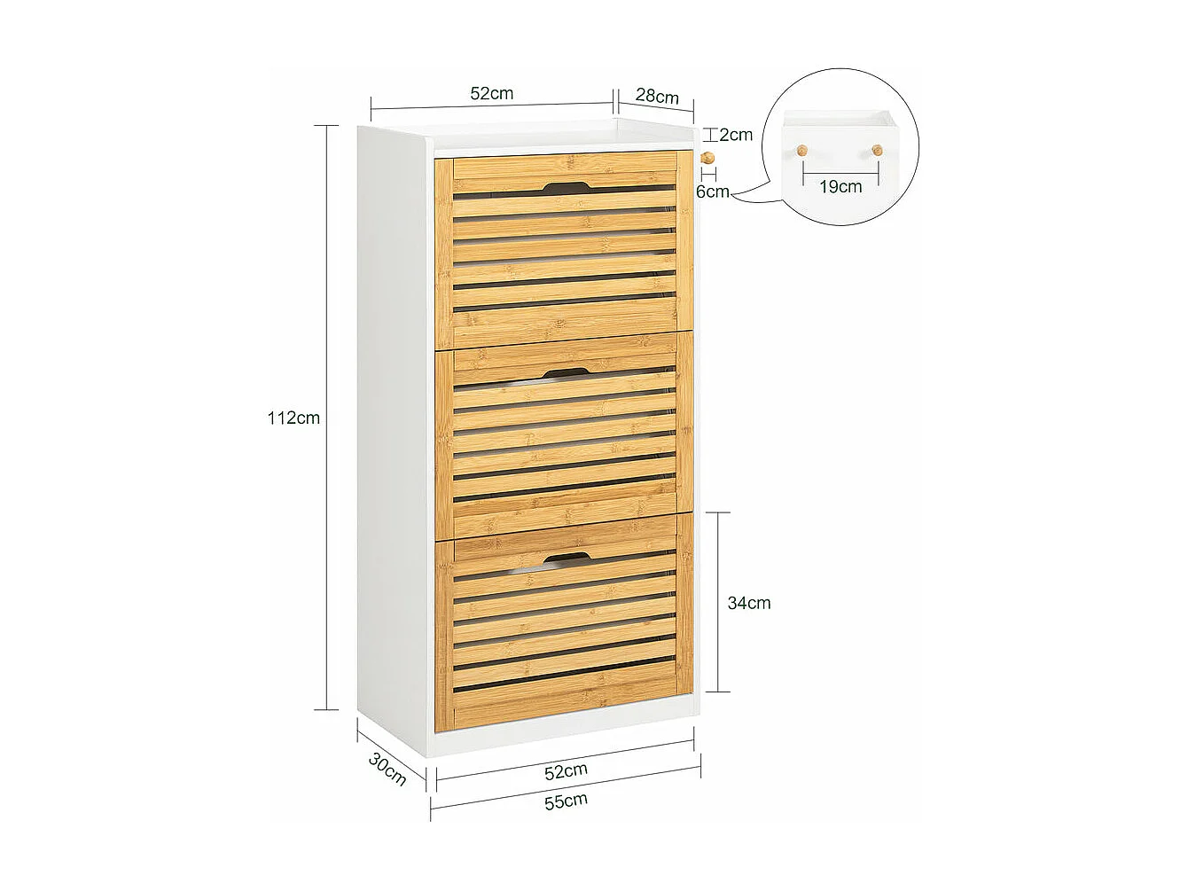 Meuble de Rangement à Chaussures Armoire à Chaussures Meuble d'entrée, FSR108-WN