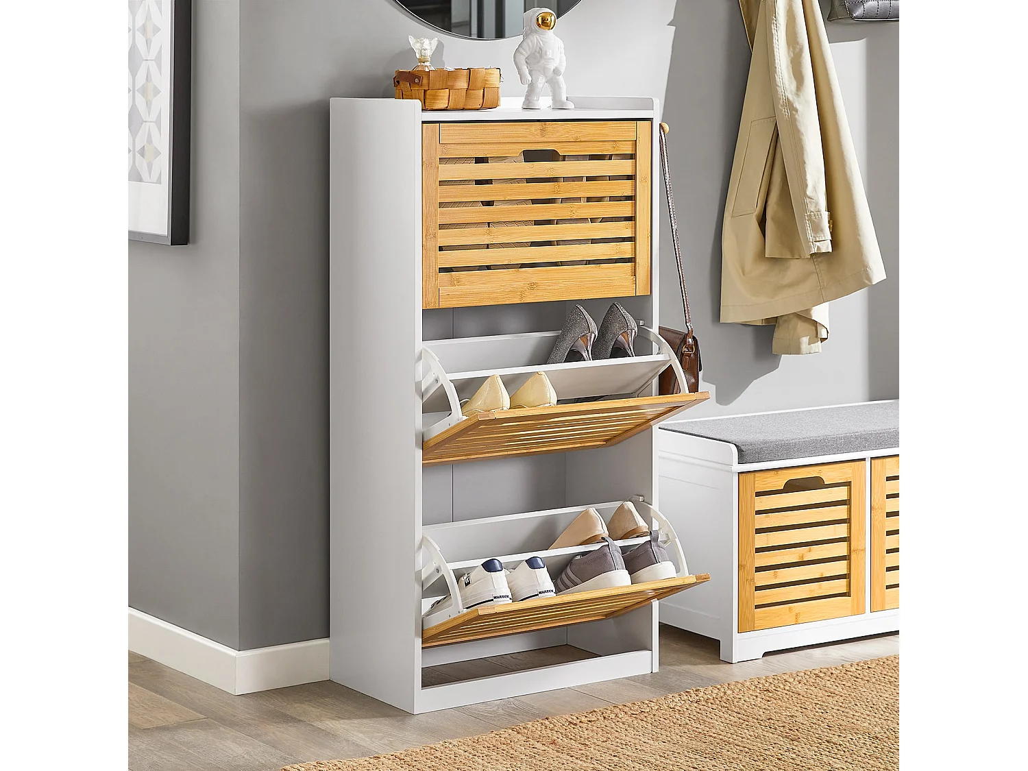 Meuble de Rangement à Chaussures Armoire à Chaussures Meuble d'entrée, FSR108-WN