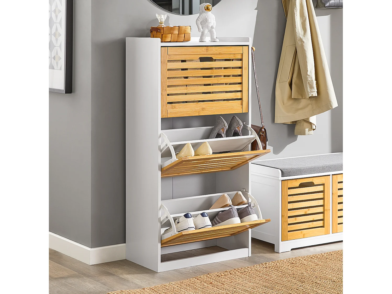 Meuble de Rangement à Chaussures Armoire à Chaussures Meuble d'entrée, FSR108-WN