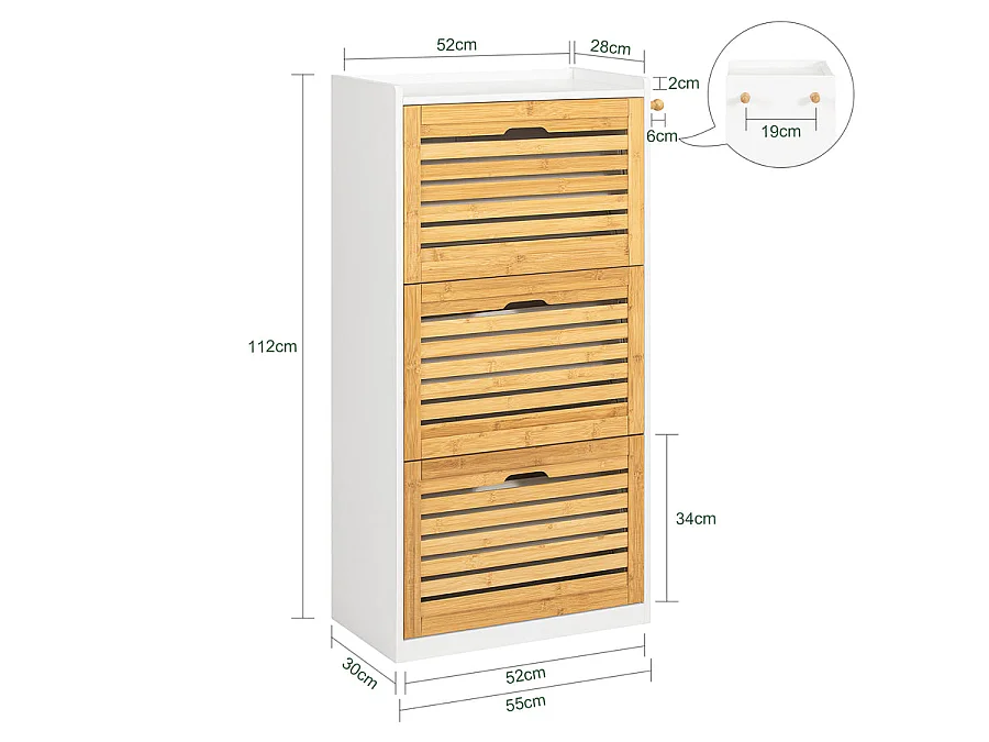 Meuble de Rangement à Chaussures Armoire à Chaussures Meuble d'entrée, FSR108-WN