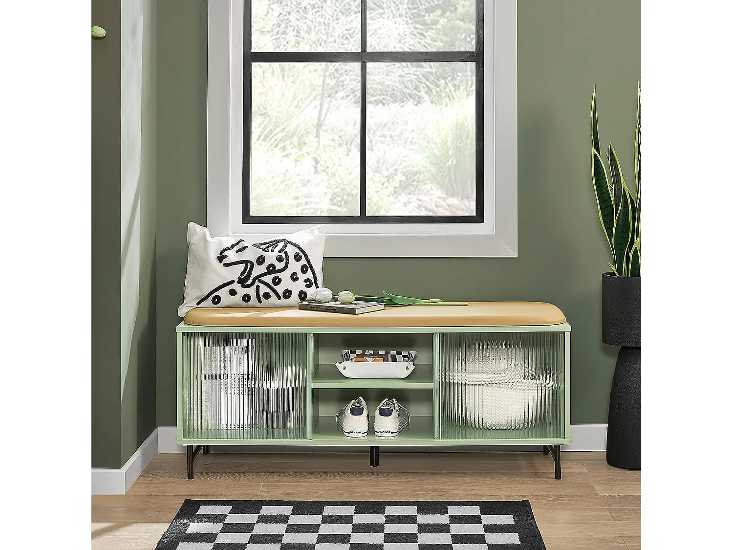 Banc de Rangement à Chaussure, Commode à Chaussure, Meuble Bas Entrée, Banquette, FSR115-GR