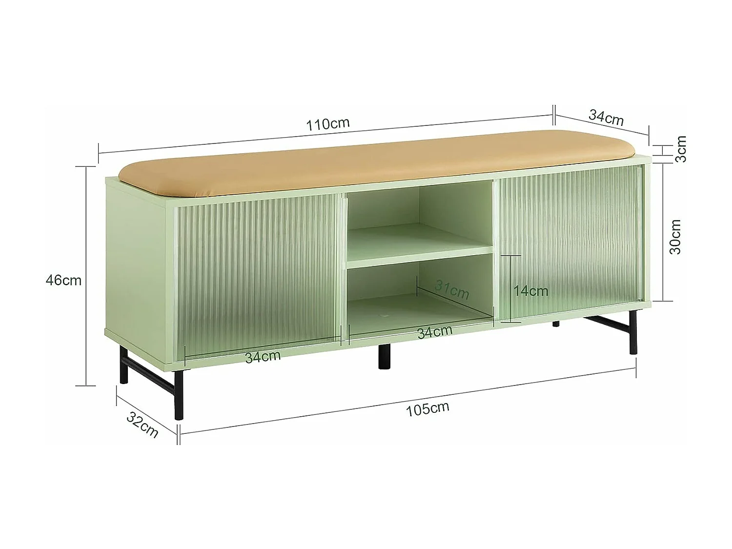 Banc de Rangement à Chaussure, Commode à Chaussure, Meuble Bas Entrée, Banquette, FSR115-GR