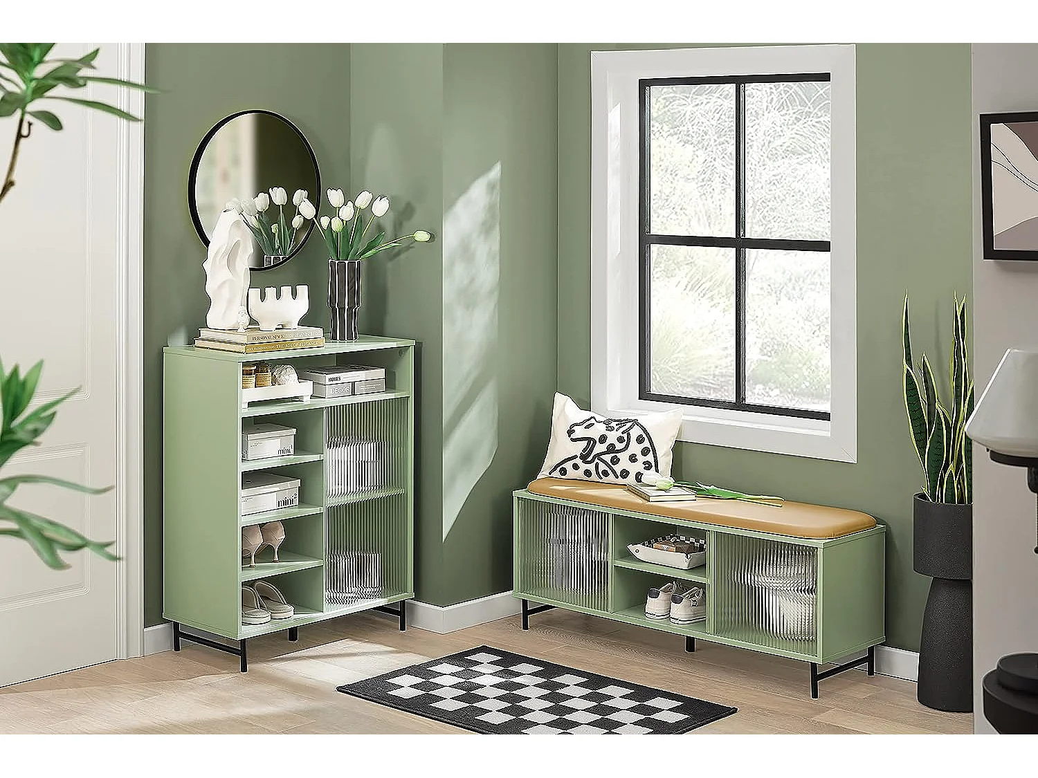 Banc de Rangement à Chaussure, Commode à Chaussure, Meuble Bas Entrée, Banquette, FSR115-GR