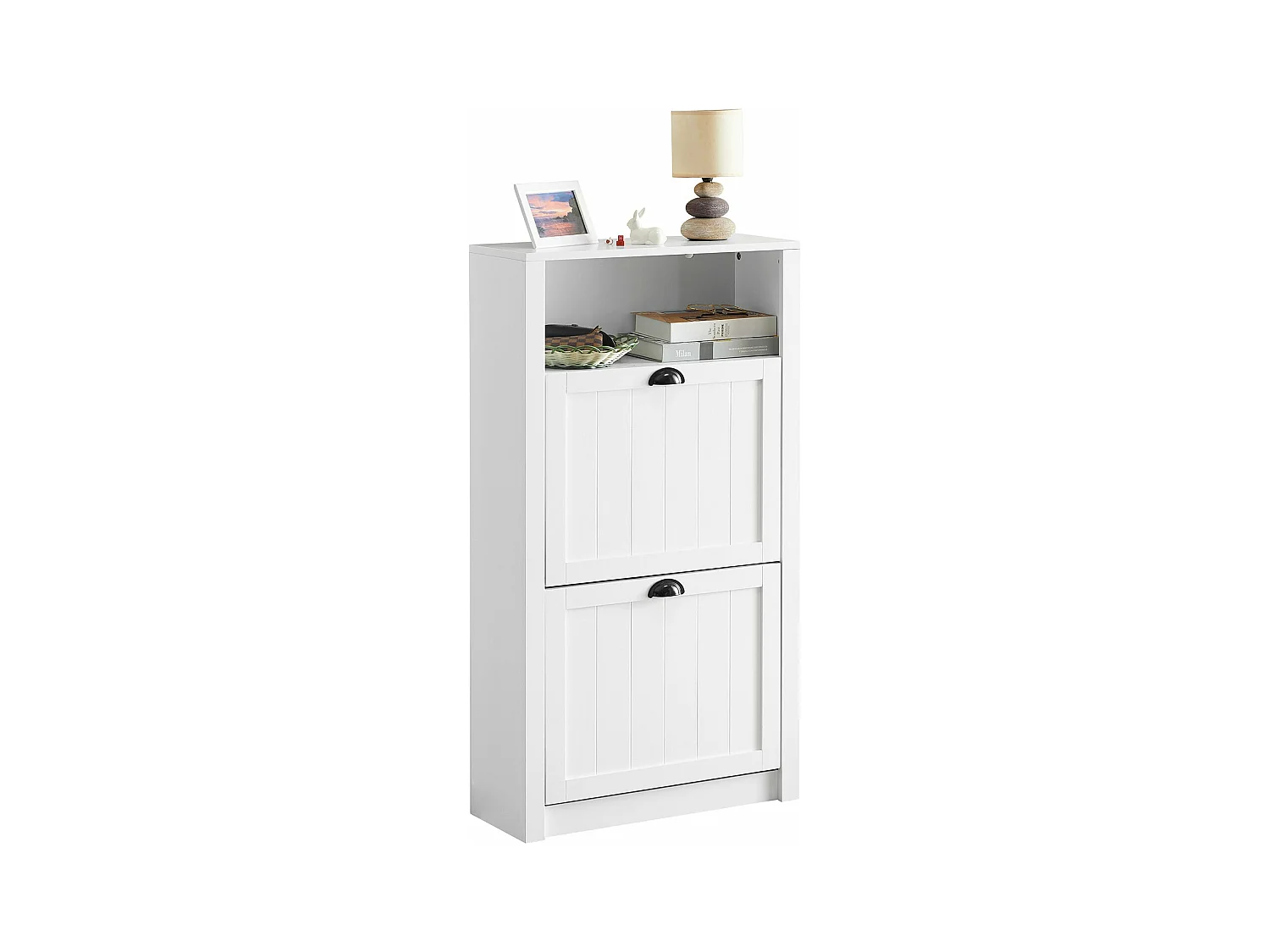 Meuble à chaussures Armoire à Chaussures Commode à Chaussures 2 abattants Meuble d'entrée, FSR87-K-W