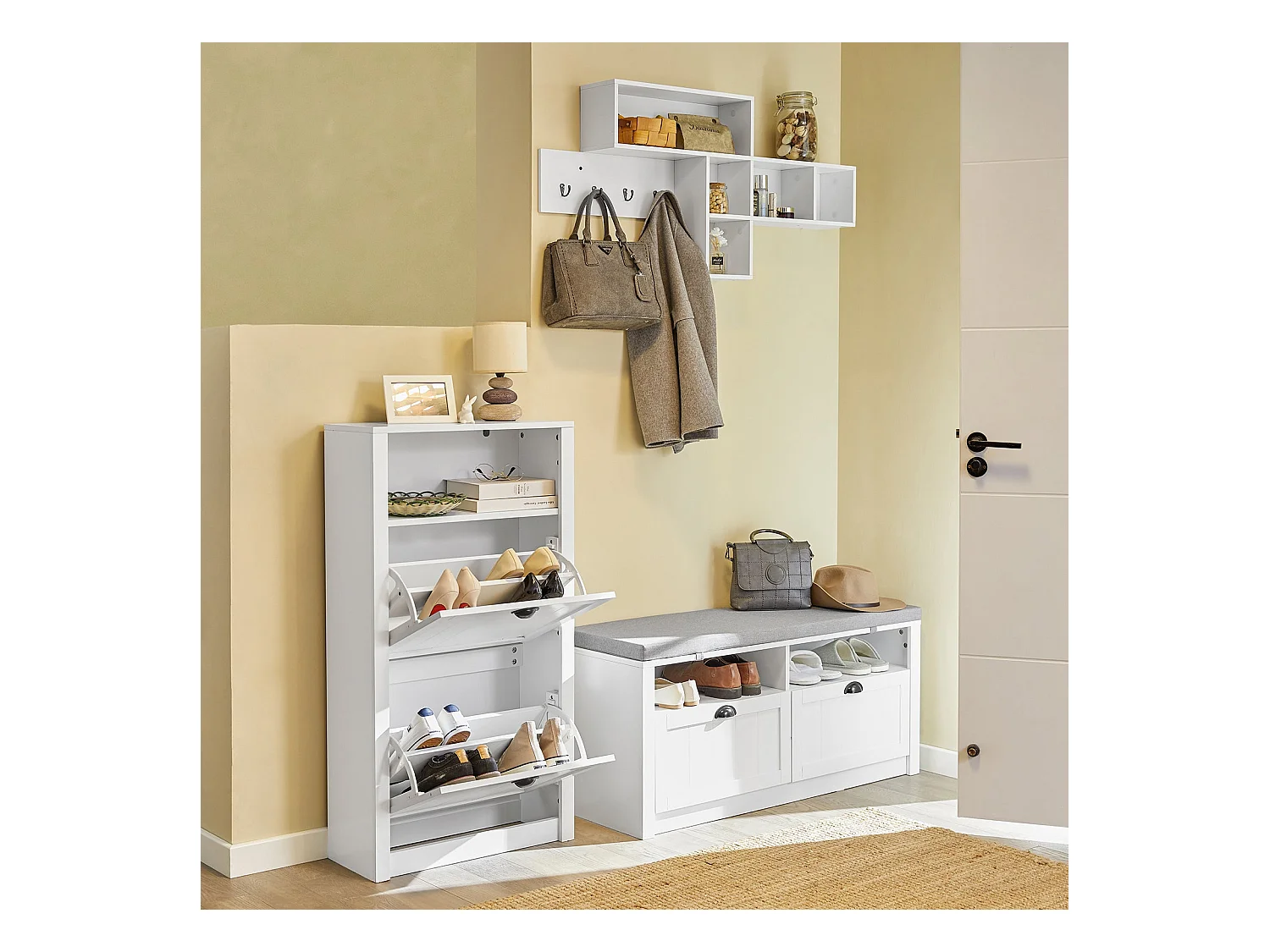 SoBuy armário de sapatos, Armário de sapatos estreito, armário para sapatos FSR87-K-W