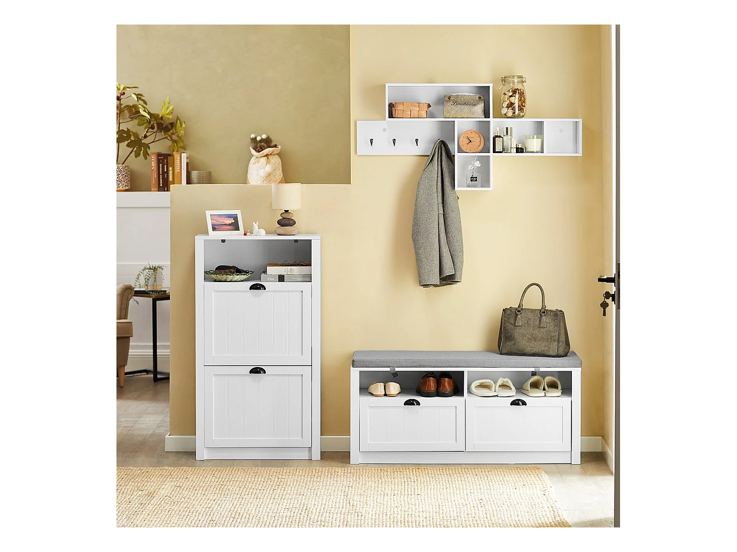 SoBuy armário de sapatos, Armário de sapatos estreito, armário para sapatos FSR87-K-W