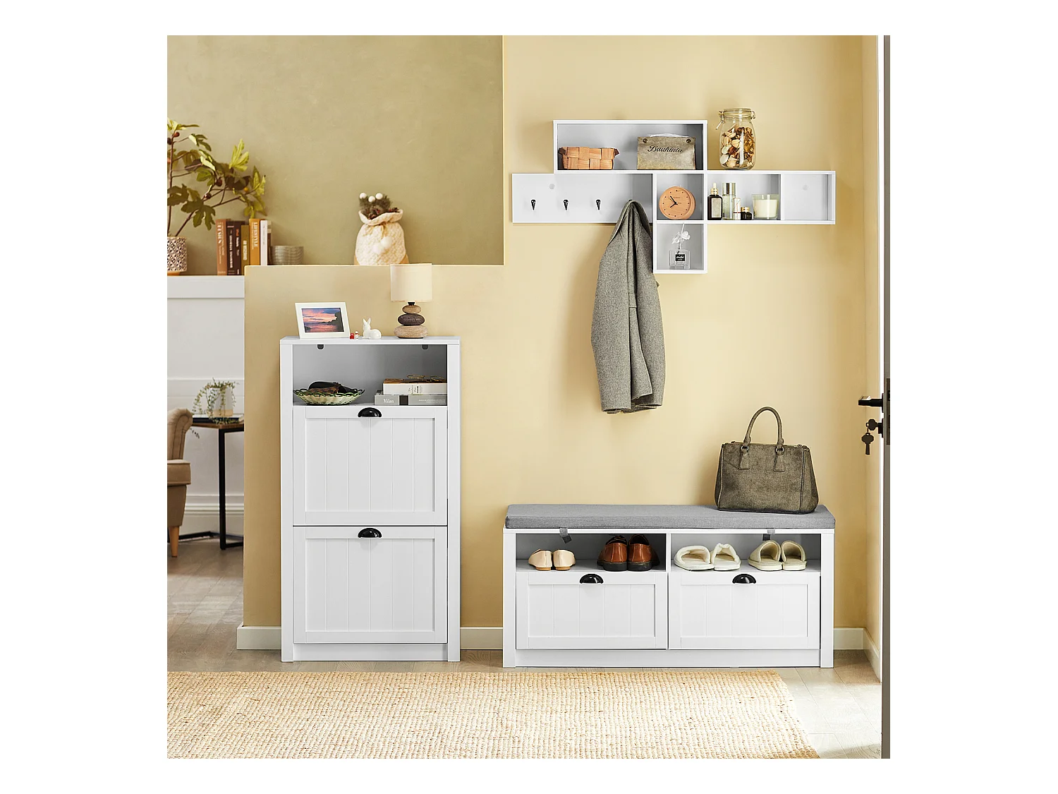 SoBuy armário de sapatos, Armário de sapatos estreito, armário para sapatos FSR87-K-W