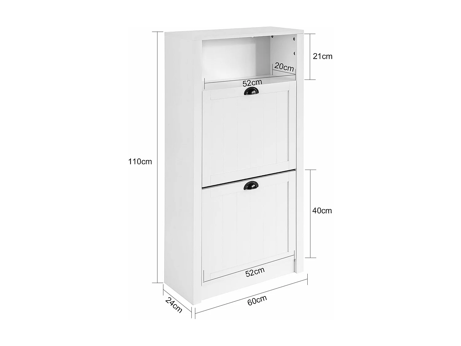 Meuble à chaussures Armoire à Chaussures Commode à Chaussures 2 abattants Meuble d'entrée, FSR87-K-W