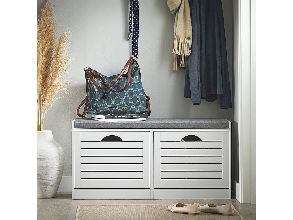 Zapatero Banco con 2 cajones,Banco de almacenamianto,L97 x P30 x H46cm FSR62-W SoBuy ES