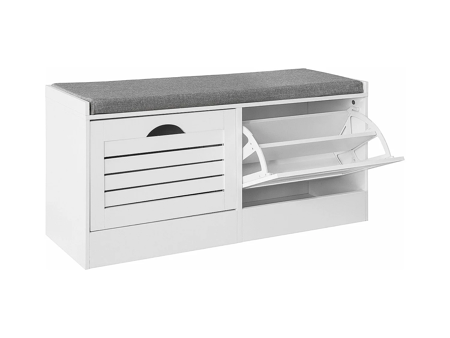 Banc de Rangement à Chaussures Armoire à Chaussures Meuble d'entrée 2 Abattants, FSR62-W