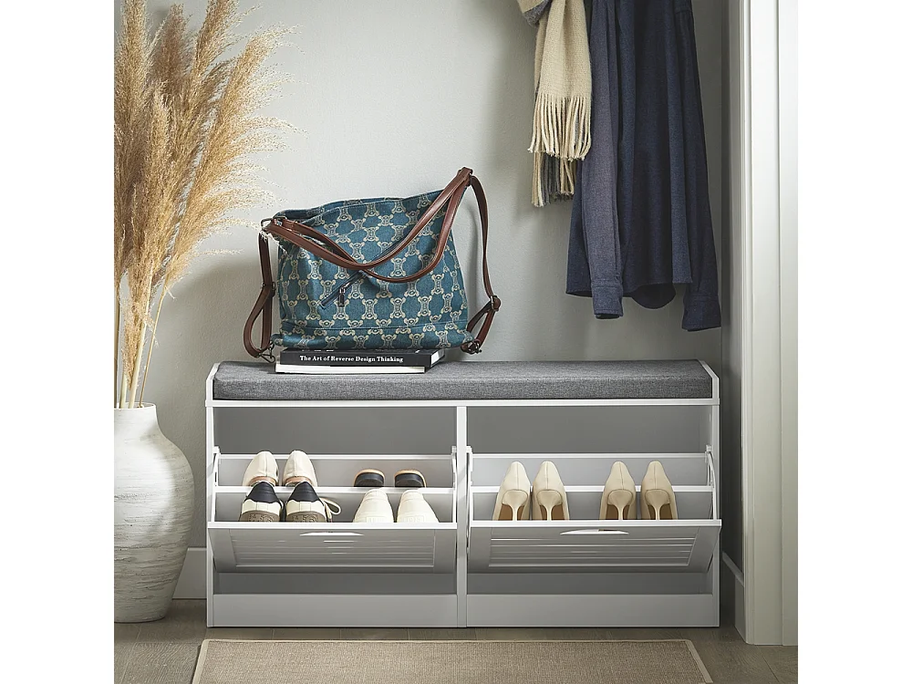 Zapatero Banco con 2 cajones,Banco de almacenamianto,L97 x P30 x H46cm FSR62-W SoBuy ES