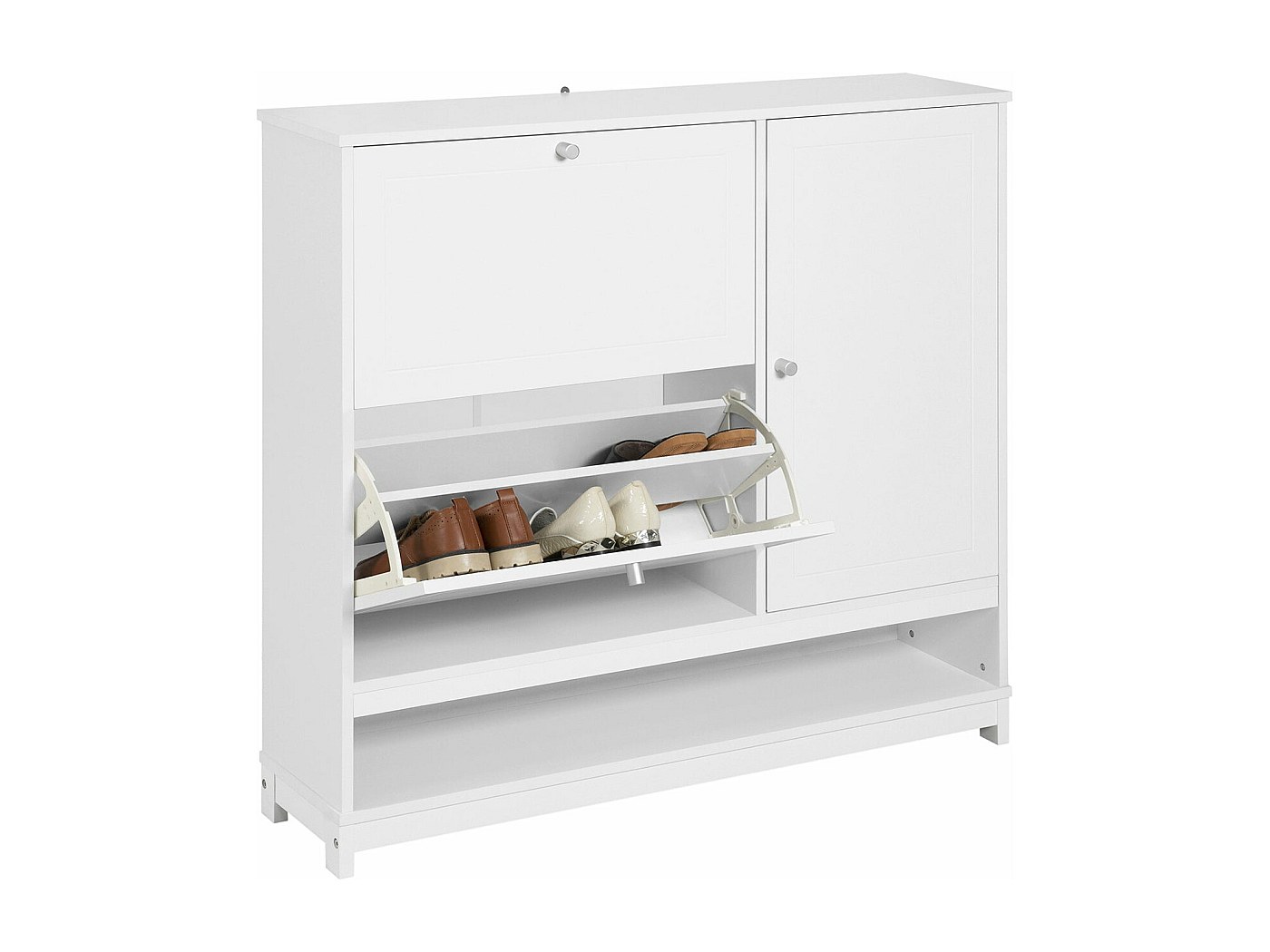 SoBuy Schoenenkast Smal Schoenenkipper Smal met 2 kleppen - voor maximaal 10 paar schoenen, stabiel en kantelbestendig - Geschikt voor hal, ingangsgebied - Zwart - BHT ca.: 76x78x18cm FSR99-SCH