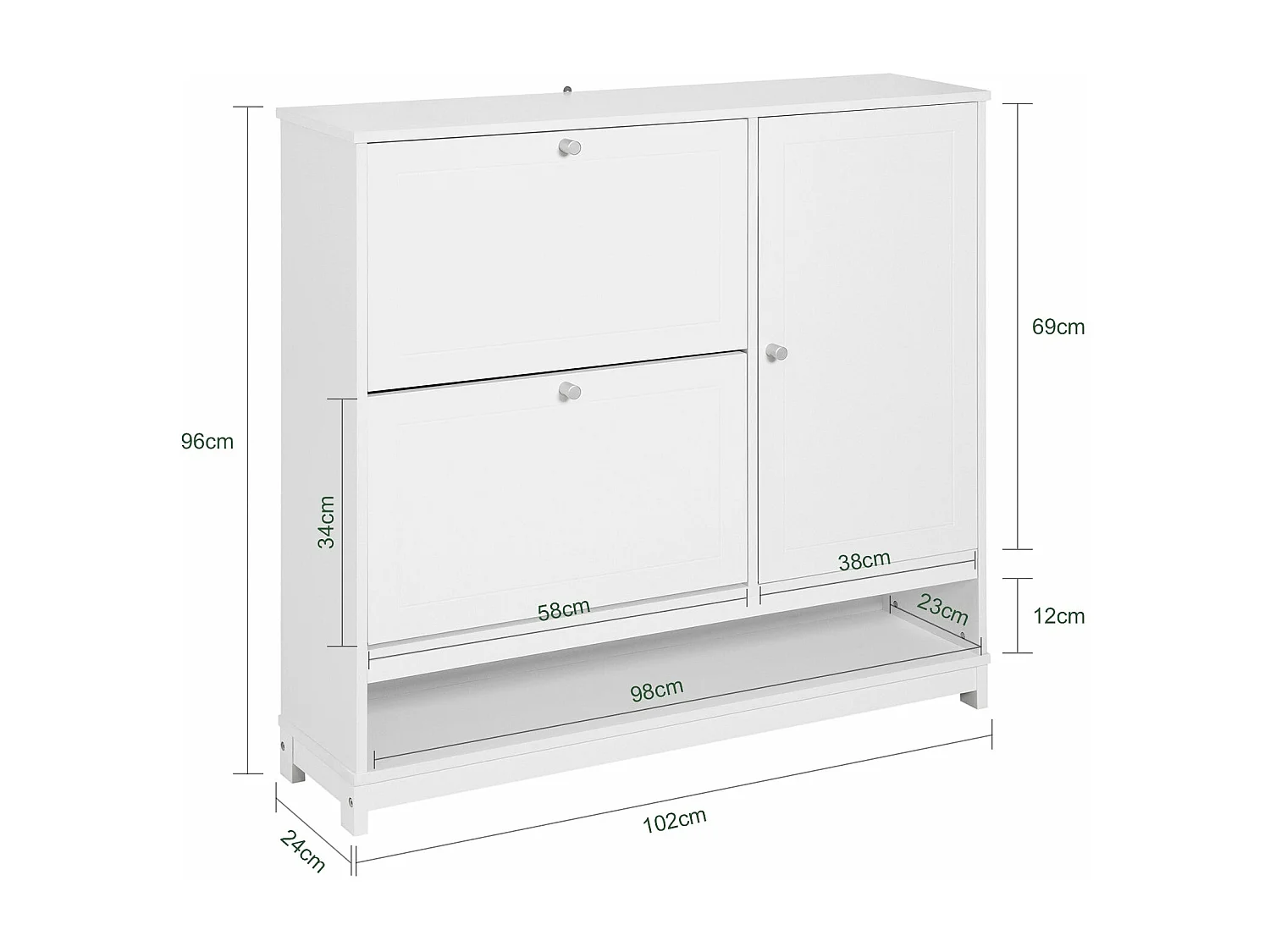 Armoire à Chaussures Meuble de Rangement à Chaussures Commode à Chaussures avec 1 Porte, FSR114-W