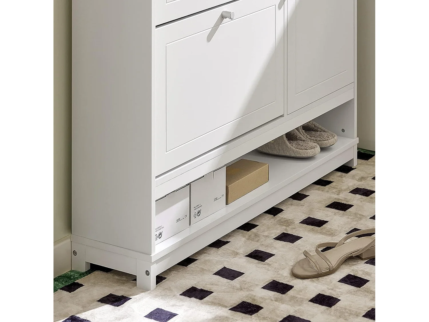 Armoire à Chaussures Meuble de Rangement à Chaussures Commode à Chaussures avec 1 Porte, FSR114-W