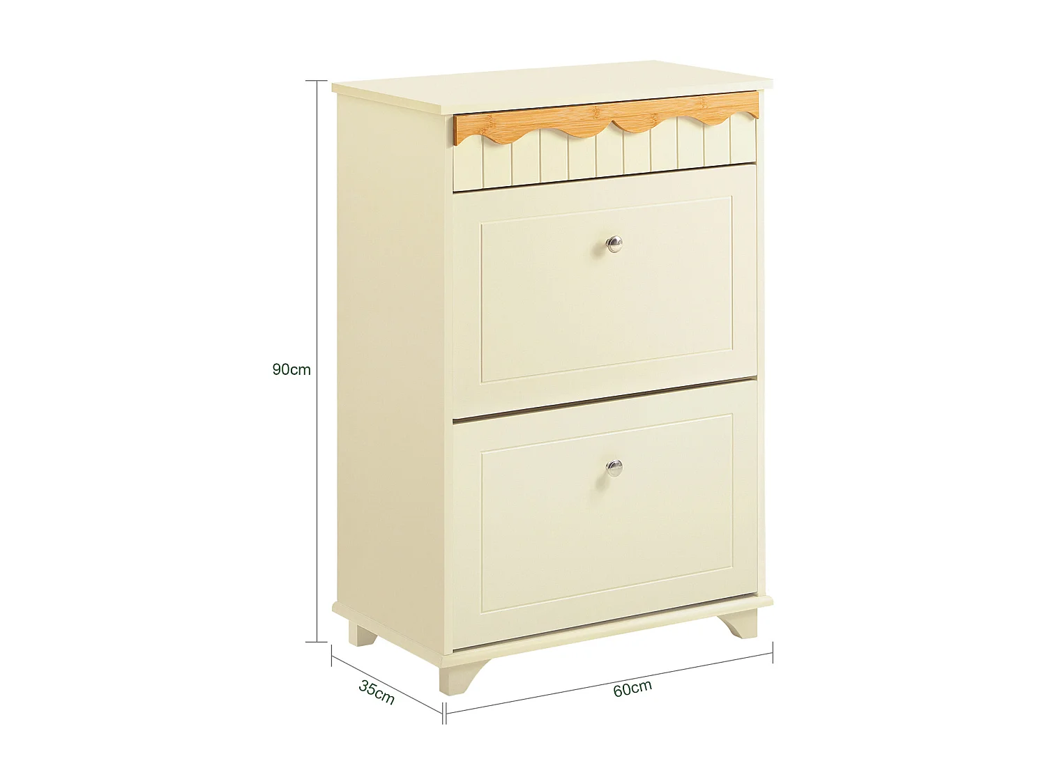 SoBuy FSR124-MI Schoenenkast - Schoenenrek - Schoenen Opbergkast - Schoenencommode met 1 Lade en 2 Kleppen