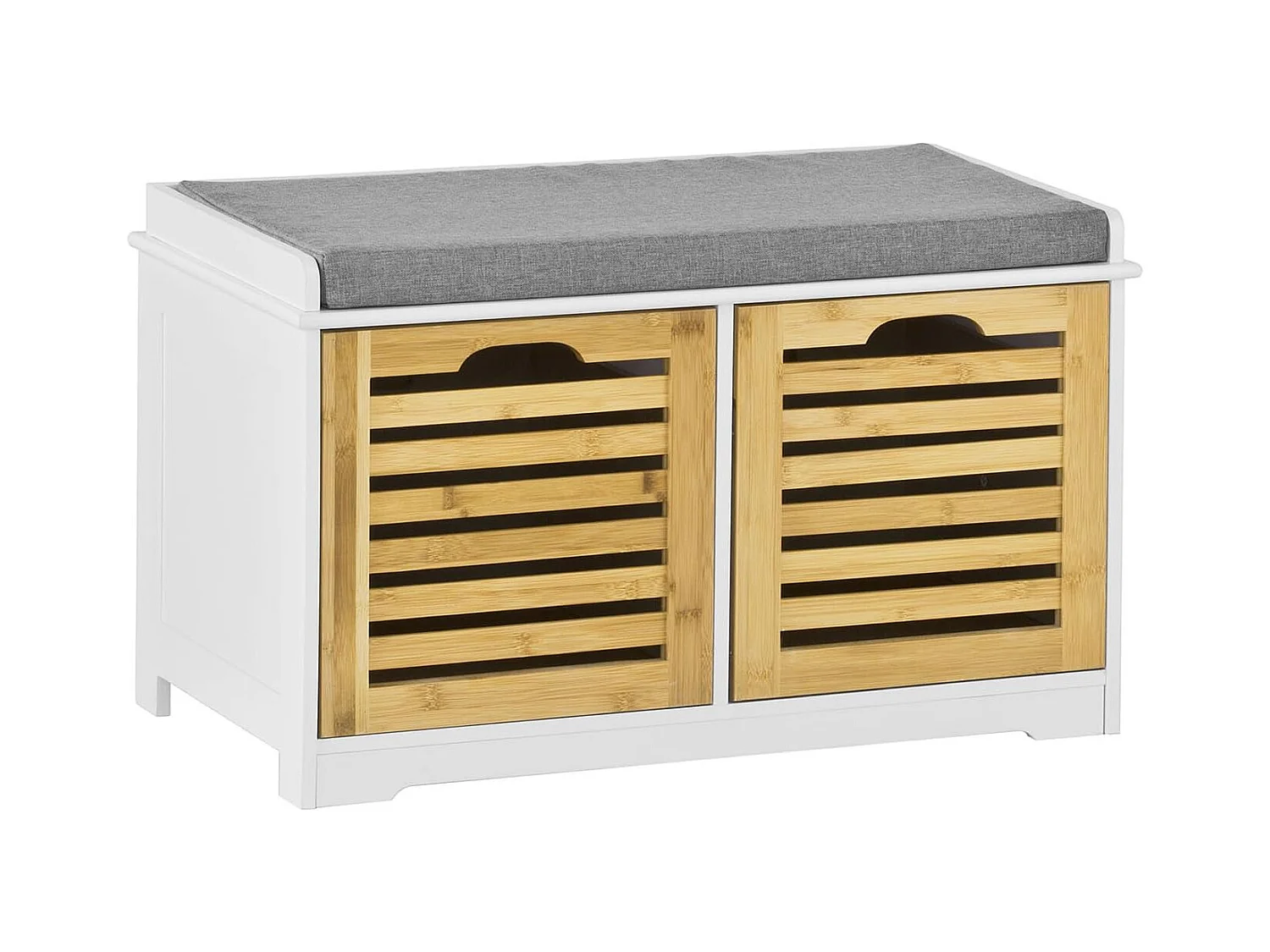 Banc de Rangement avec coussin rembourré et 2 cubes Meuble d'Entrée Commode à Chaussure, FSR23-K-WN