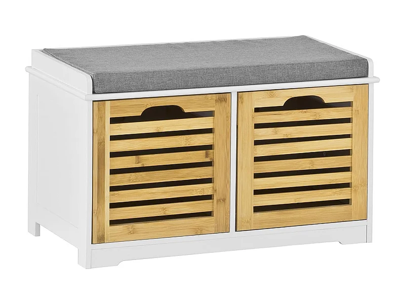 Banc de Rangement avec coussin rembourré et 2 cubes Meuble d'Entrée Commode à Chaussure, FSR23-K-WN