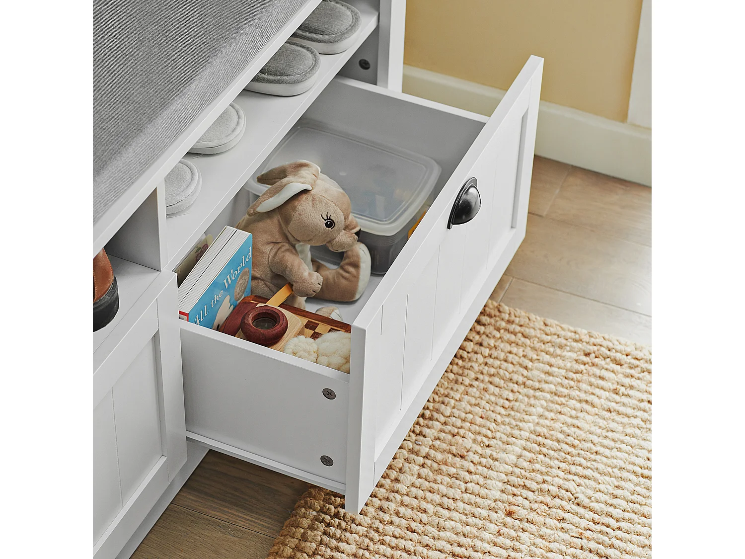 SoBuy FSR90-W Schoenenbank met 2 lades Wit ca. 110 x 47 x 35 cm