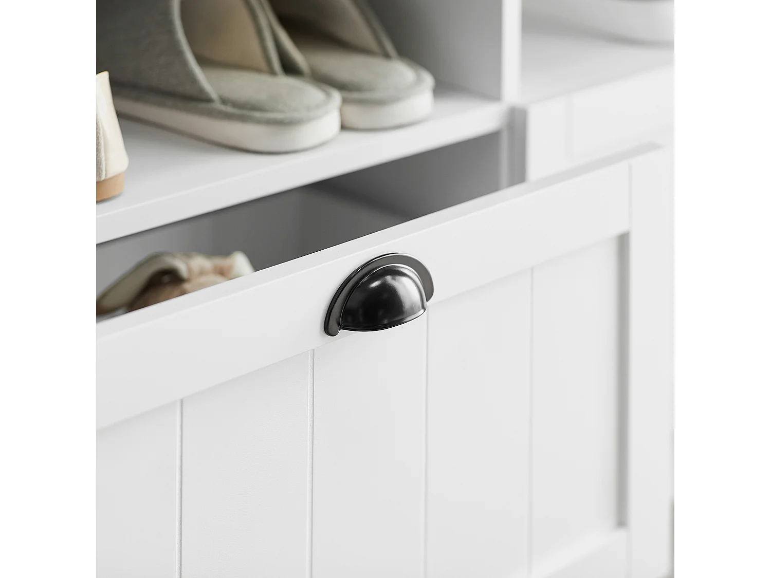 SoBuy FSR90-W Schoenenbank met 2 lades Wit ca. 110 x 47 x 35 cm