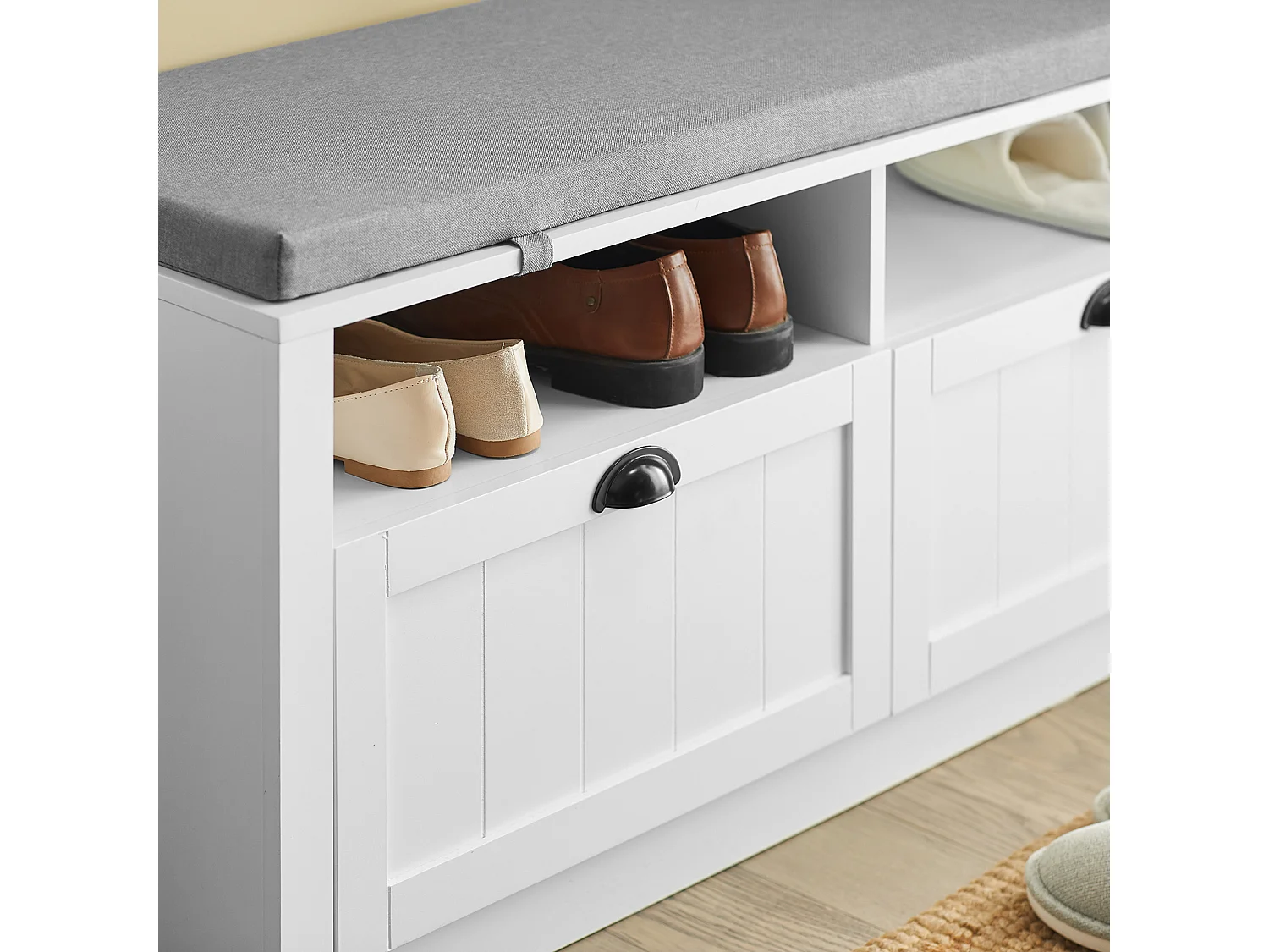 SoBuy FSR90-W Schoenenbank met 2 lades Wit ca. 110 x 47 x 35 cm