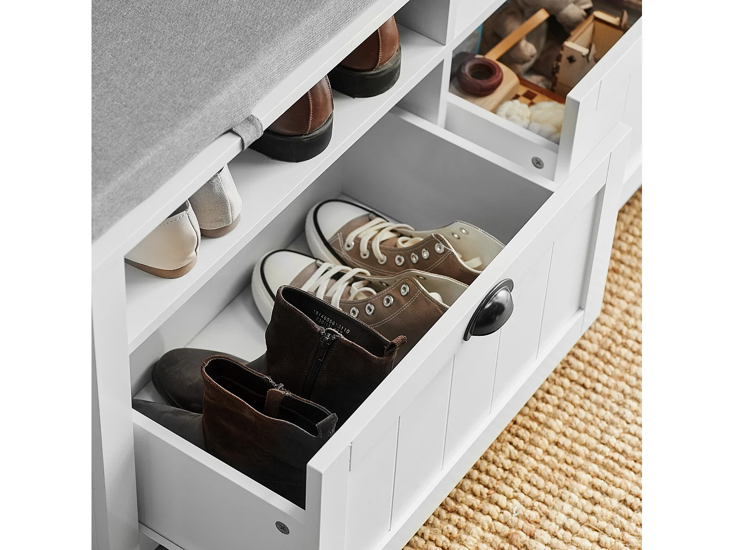 SoBuy FSR90-W Schoenenbank met 2 lades Wit ca. 110 x 47 x 35 cm