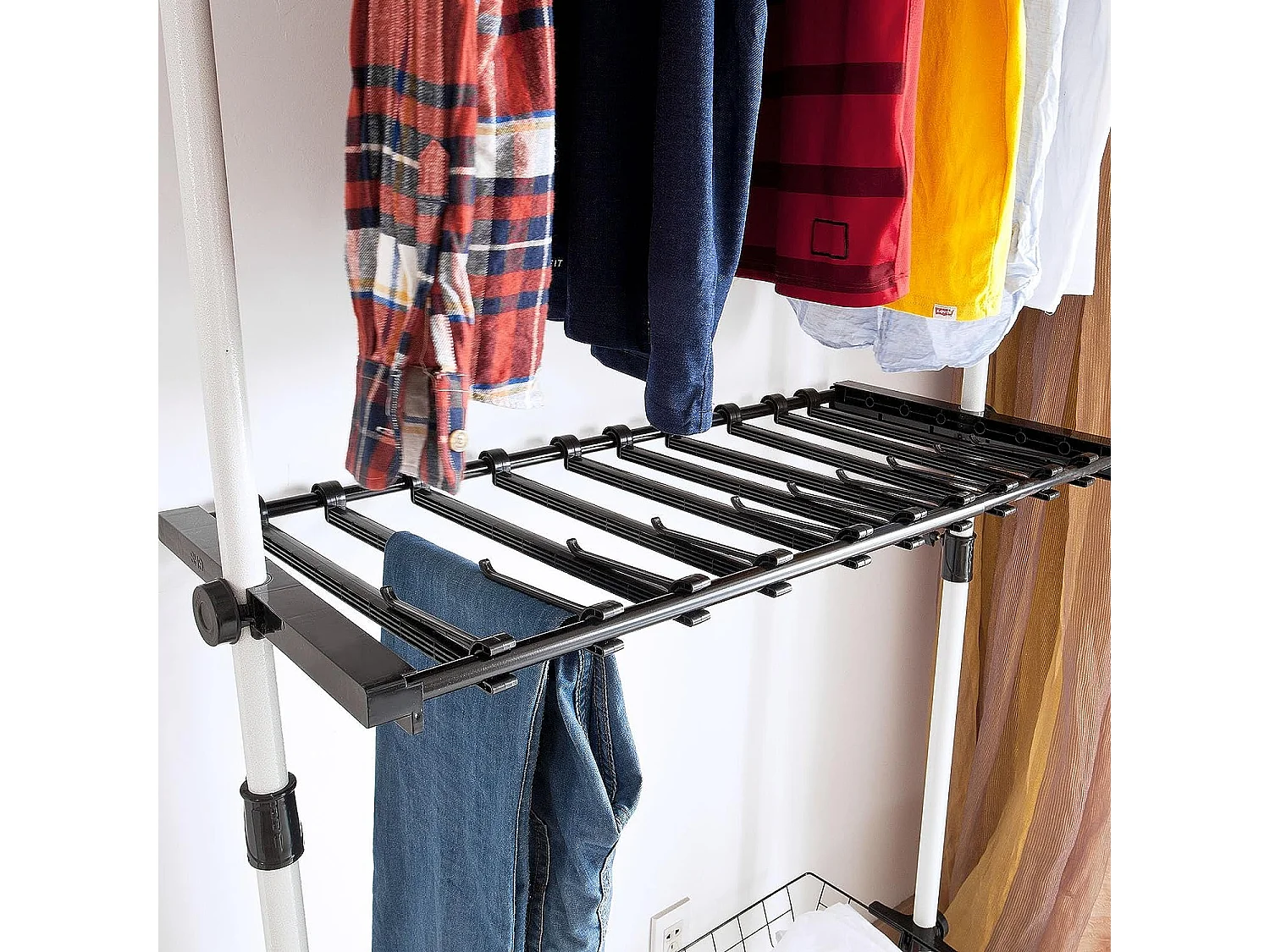 SoBuy FRG38 Kledingrek Klerenrailsysteem Opbergsysteem Wit