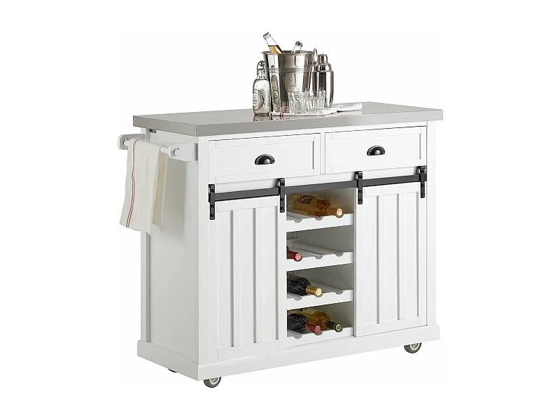 Meuble de Cuisine de Service Roulant Desserte de Cuisine - Plans de Travail en Acier INOX, FKW94-W