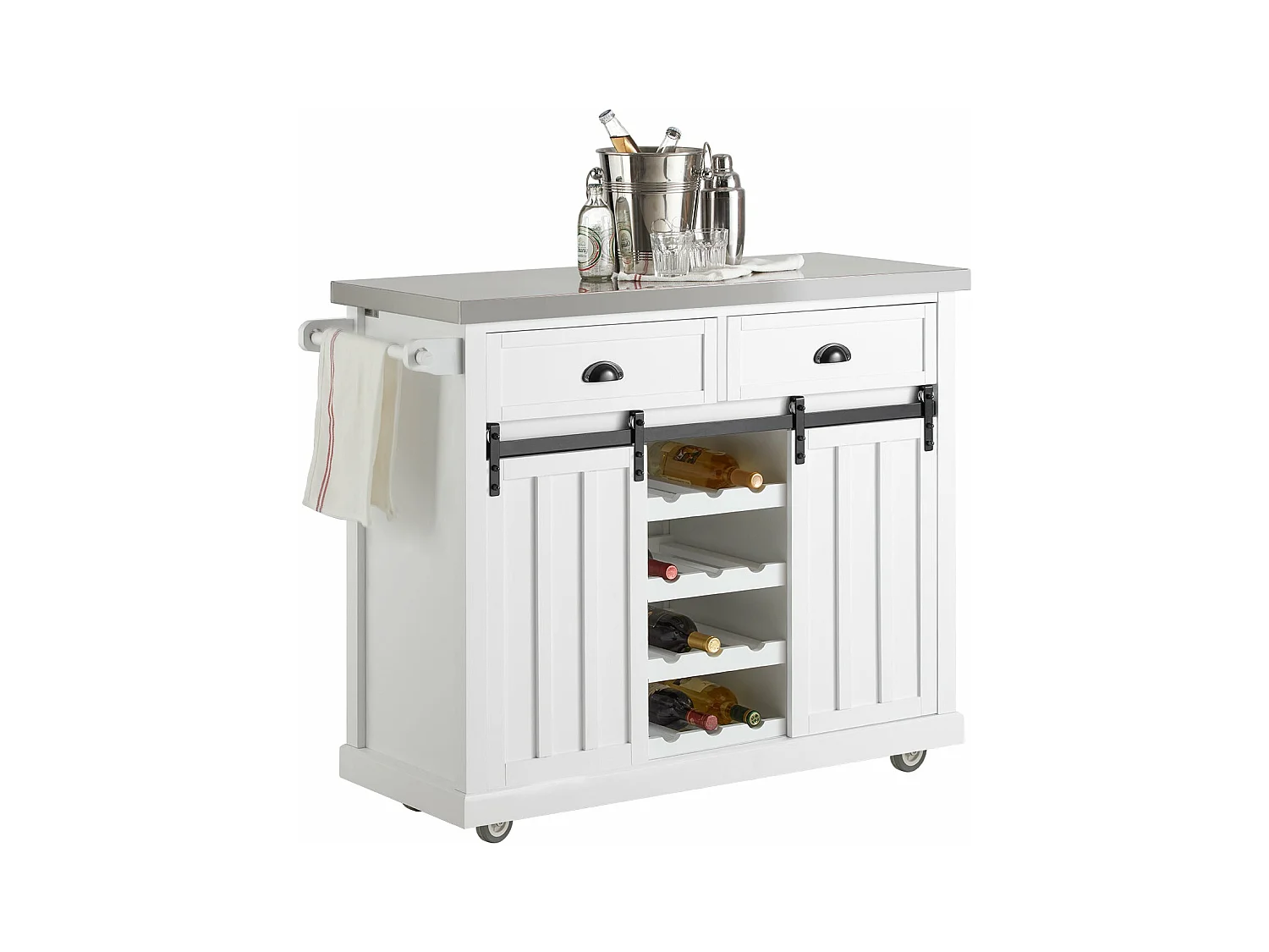 Meuble de Cuisine de Service Roulant Desserte de Cuisine - Plans de Travail en Acier INOX, FKW94-W