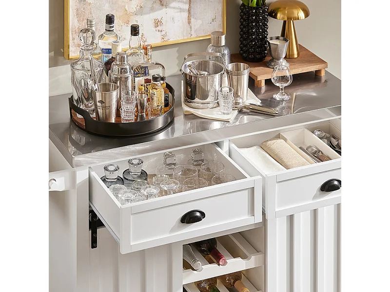 Meuble de Cuisine de Service Roulant Desserte de Cuisine - Plans de Travail en Acier INOX, FKW94-W