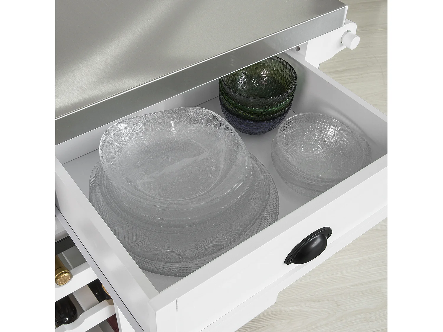 Meuble de Cuisine de Service Roulant Desserte de Cuisine - Plans de Travail en Acier INOX, FKW94-W
