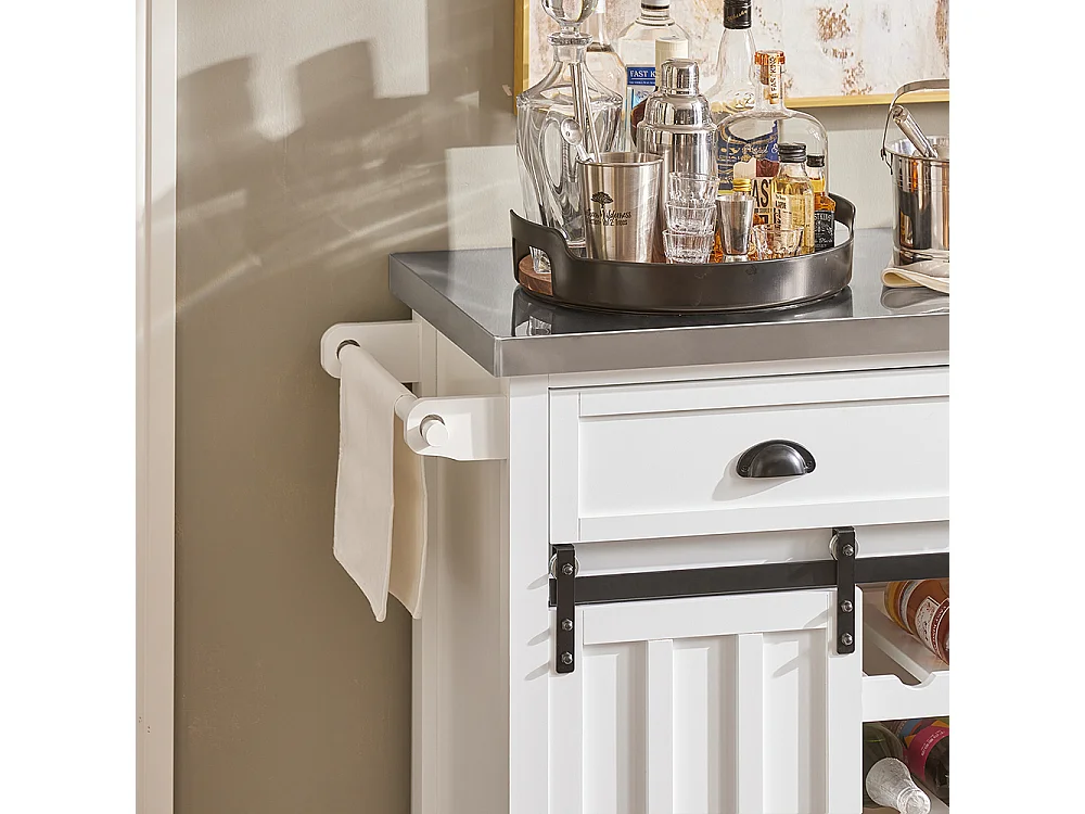 Meuble de Cuisine de Service Roulant Desserte de Cuisine - Plans de Travail en Acier INOX, FKW94-W