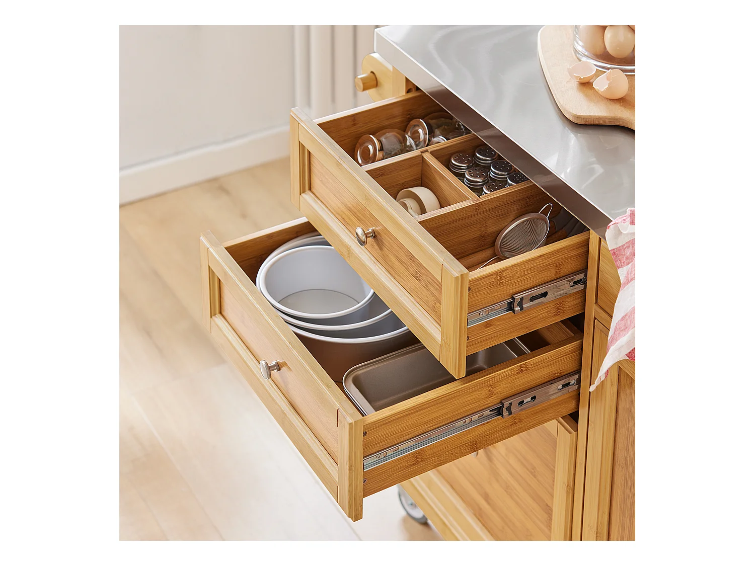 SoBuy FKW70-N Keukentrolley Keukeneiland Keukenwagen Keukenkast Gemaakt